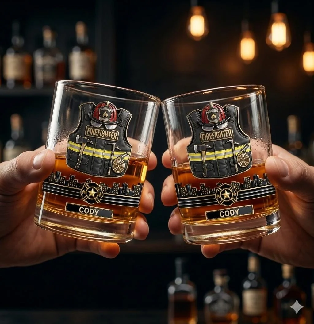 View 5 of Personalized Firefighter Whiskey Glass
