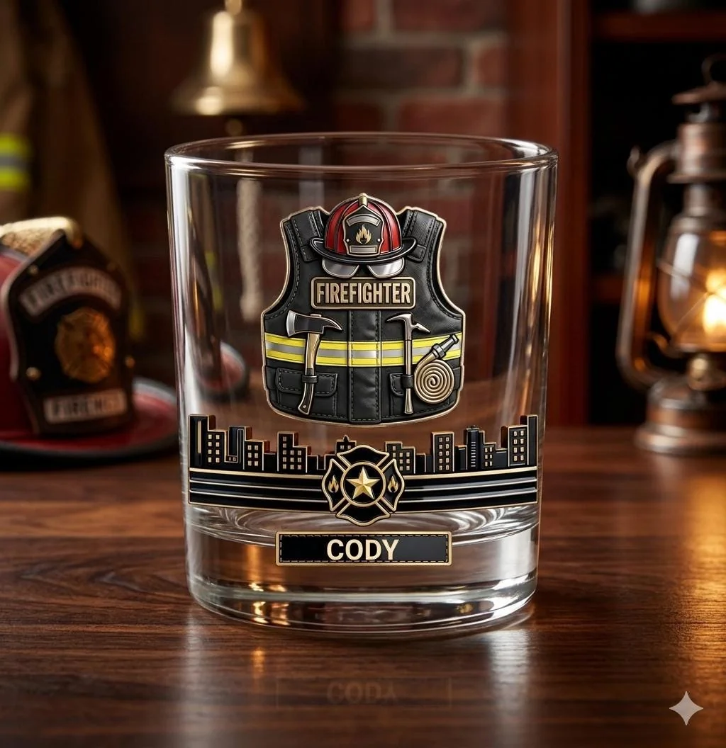 View 6 of Personalized Firefighter Whiskey Glass