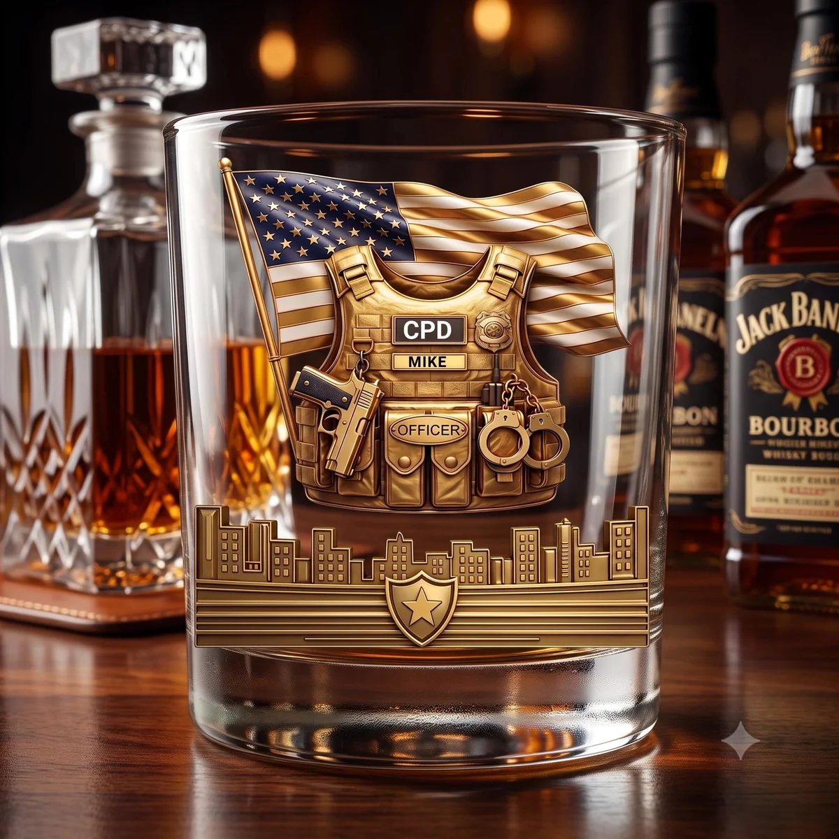 Personalized First Responder Whiskey Glass