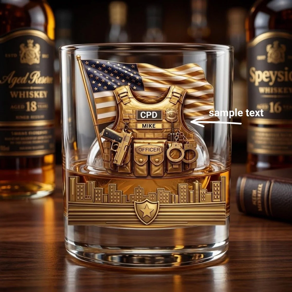 View 2 of Personalized First Responder Whiskey Glass