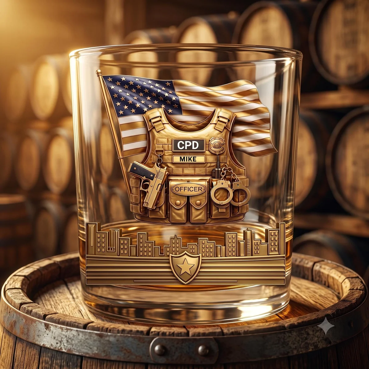 View 4 of Personalized First Responder Whiskey Glass