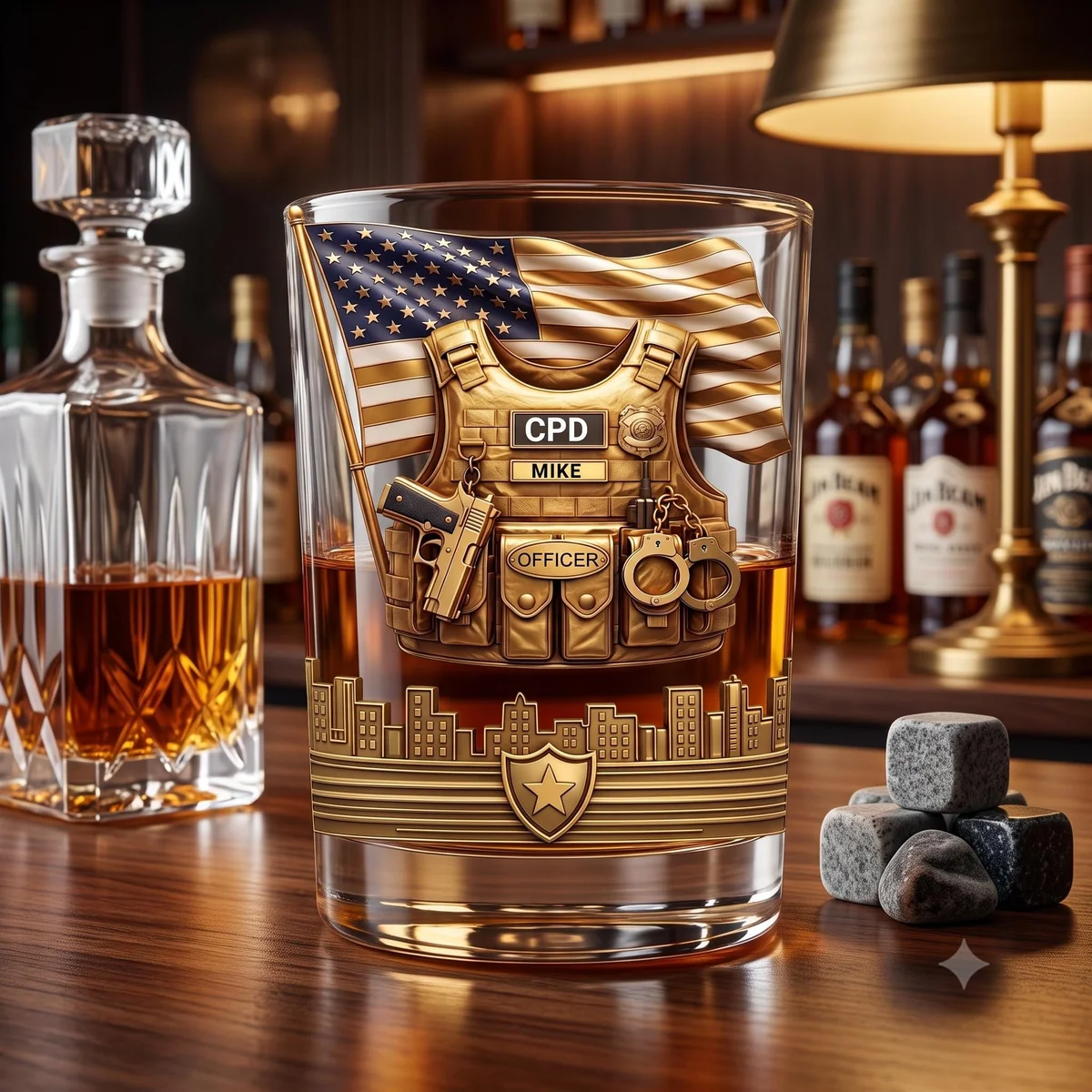 View 5 of Personalized First Responder Whiskey Glass