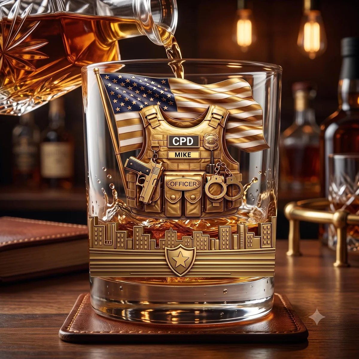 View 6 of Personalized First Responder Whiskey Glass