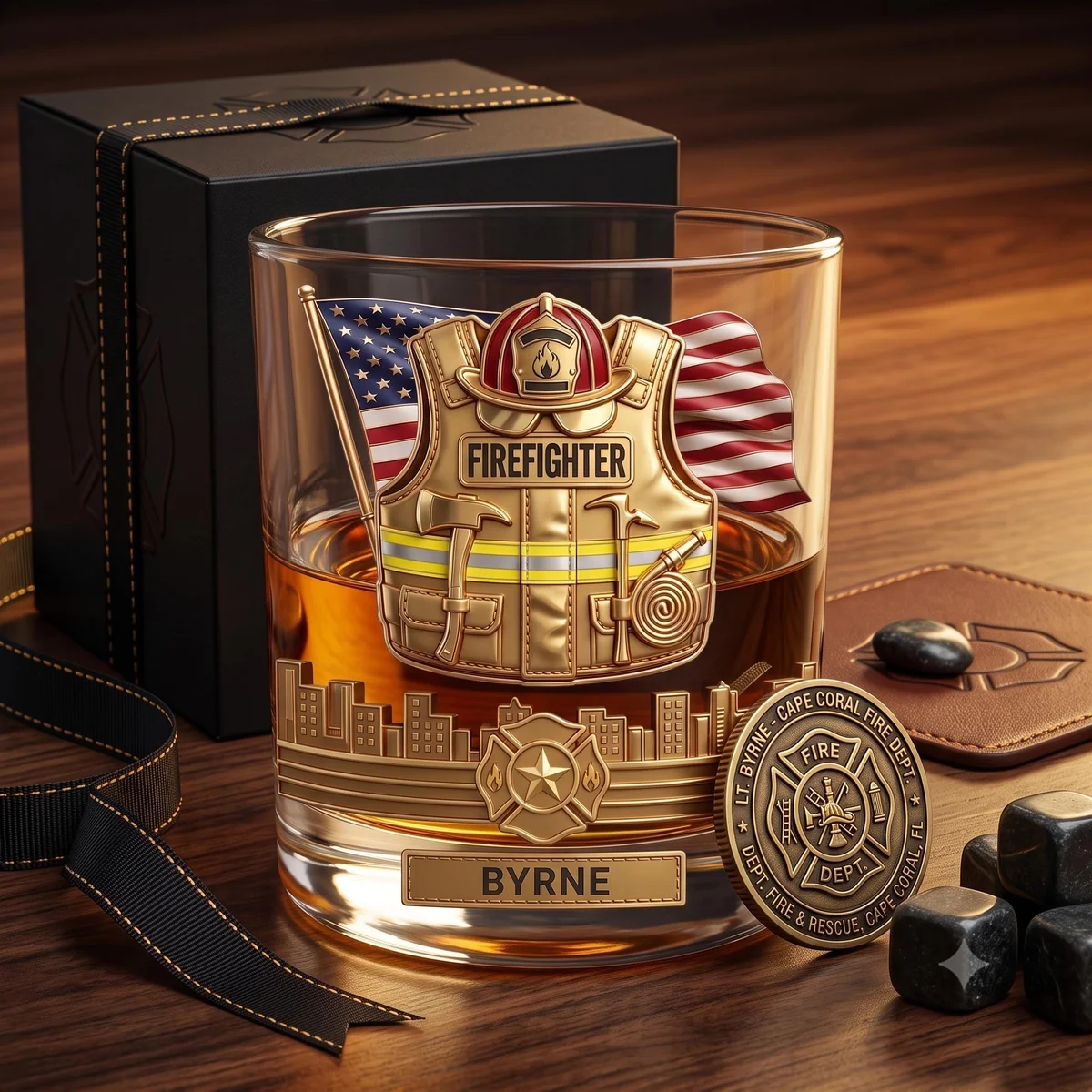 View 4 of Personalized First Responder Whiskey Glass