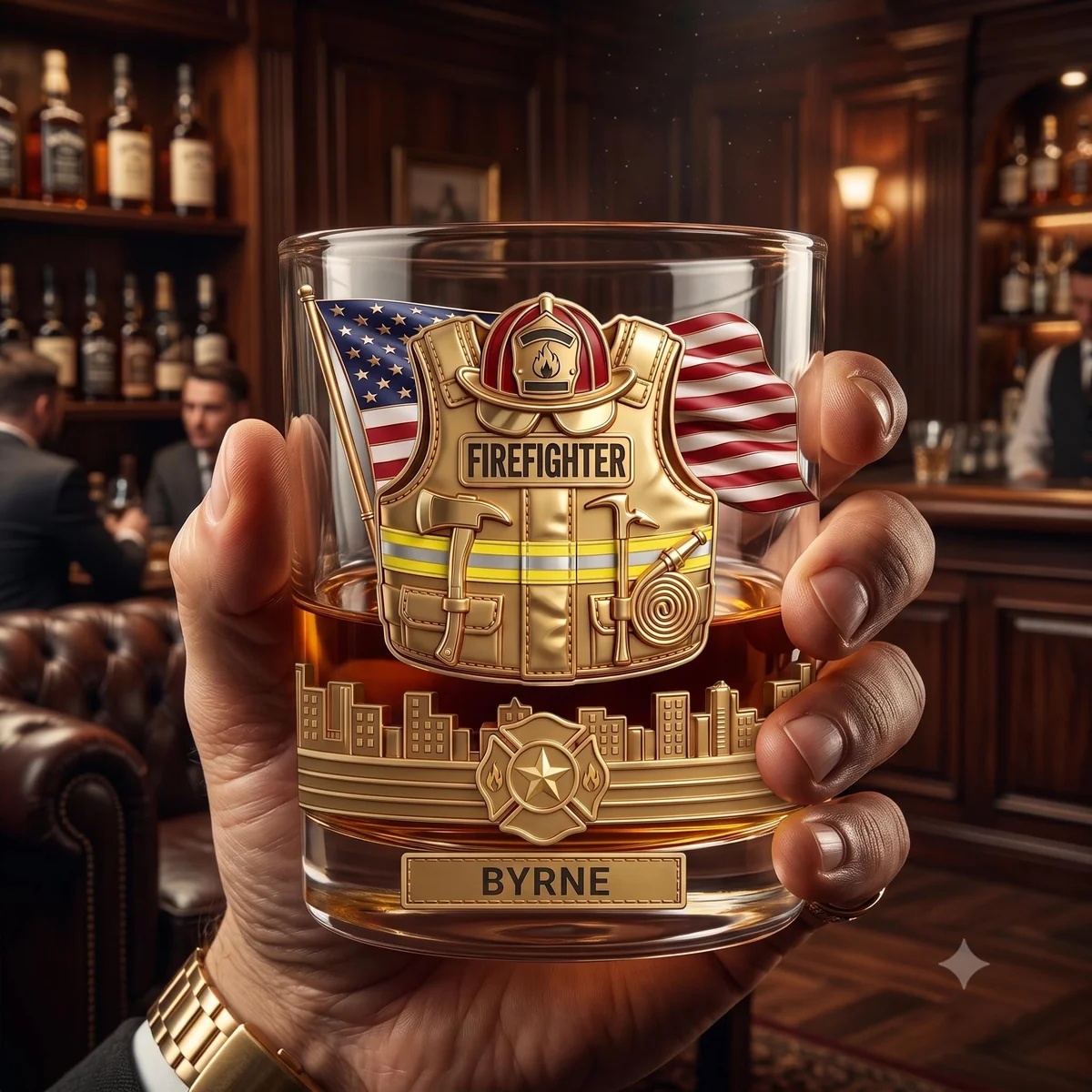 View 5 of Personalized First Responder Whiskey Glass