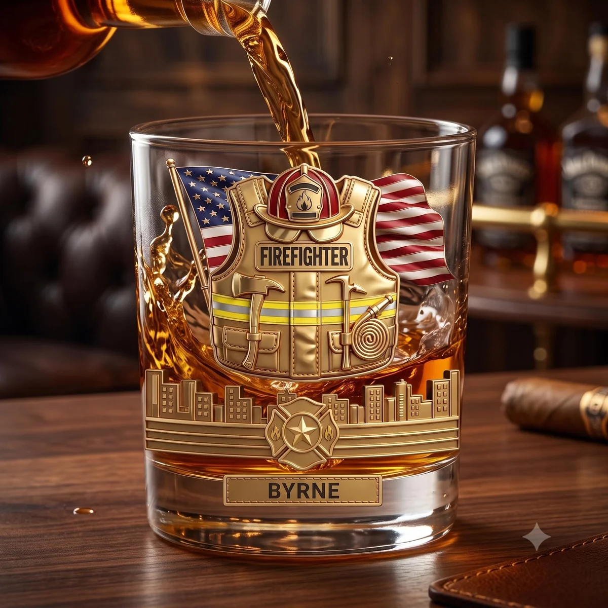 View 6 of Personalized First Responder Whiskey Glass