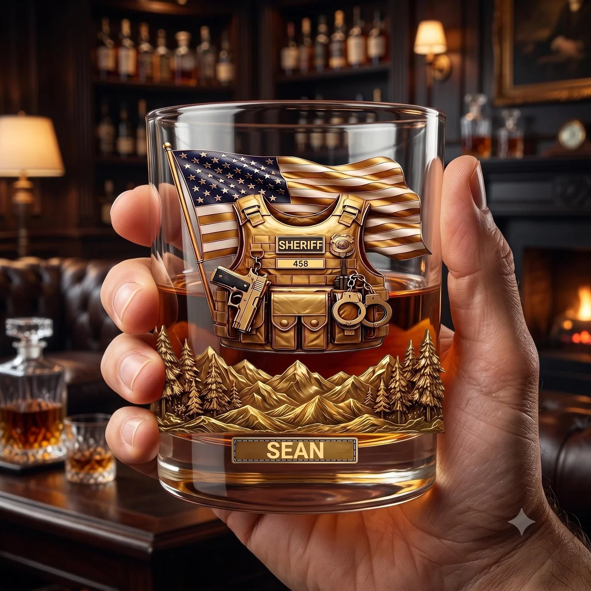 View 4 of Personalized First Responder Whiskey Glass