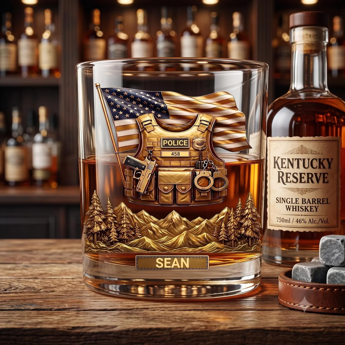 View 5 of Personalized First Responder Whiskey Glass