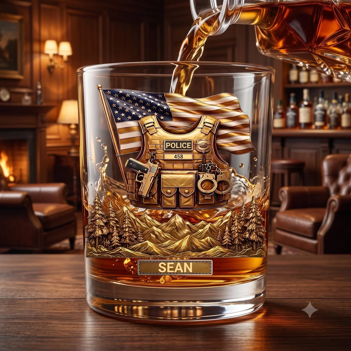 View 6 of Personalized First Responder Whiskey Glass