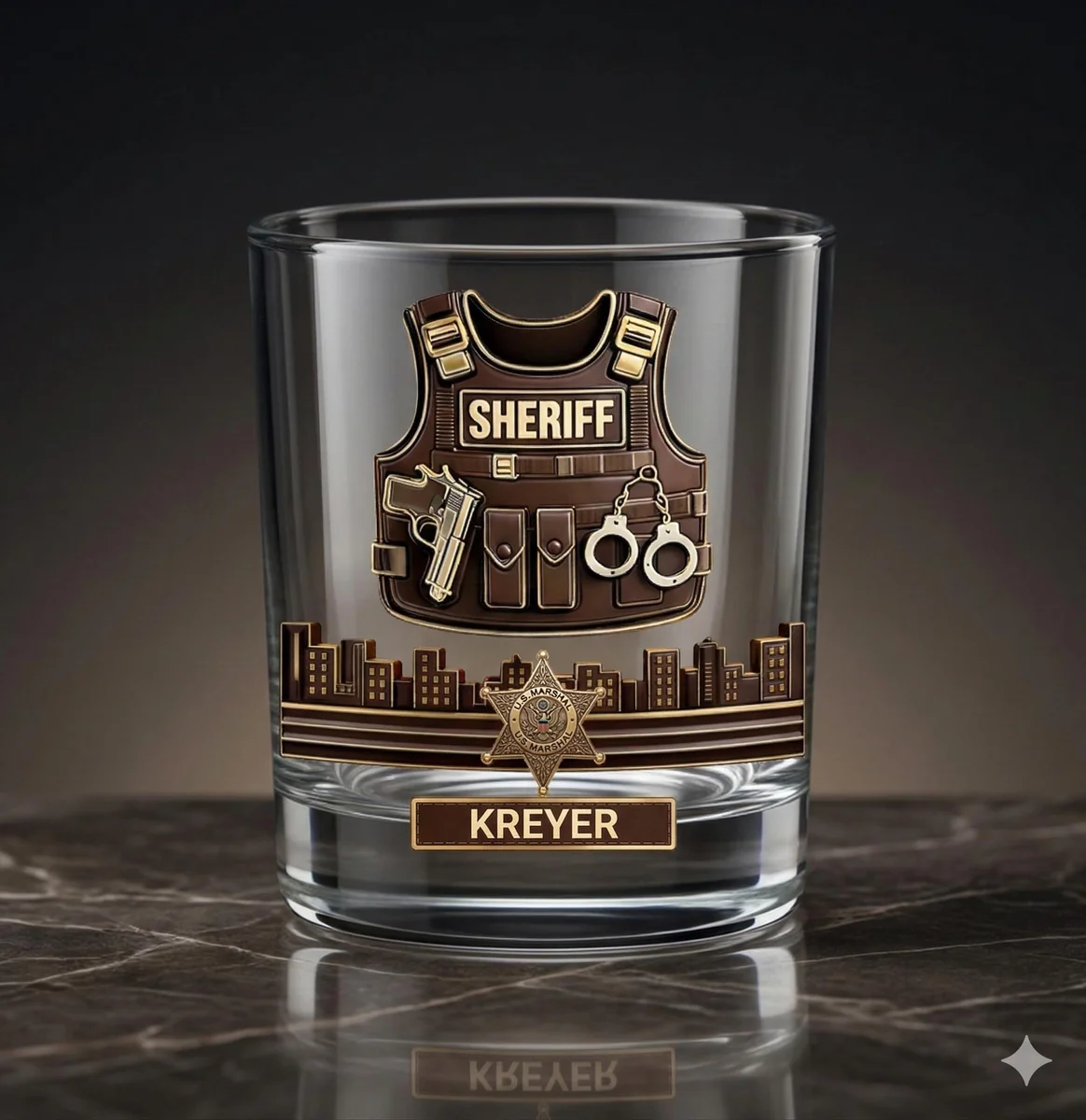View 2 of Personalized First Responder Whiskey Glass