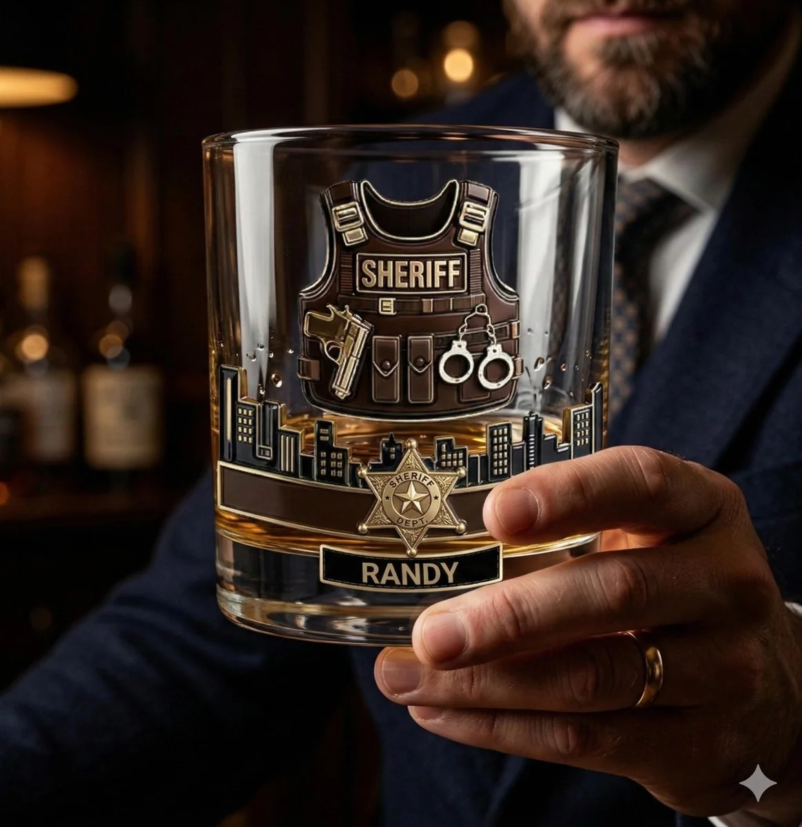 View 6 of Personalized First Responder Whiskey Glass