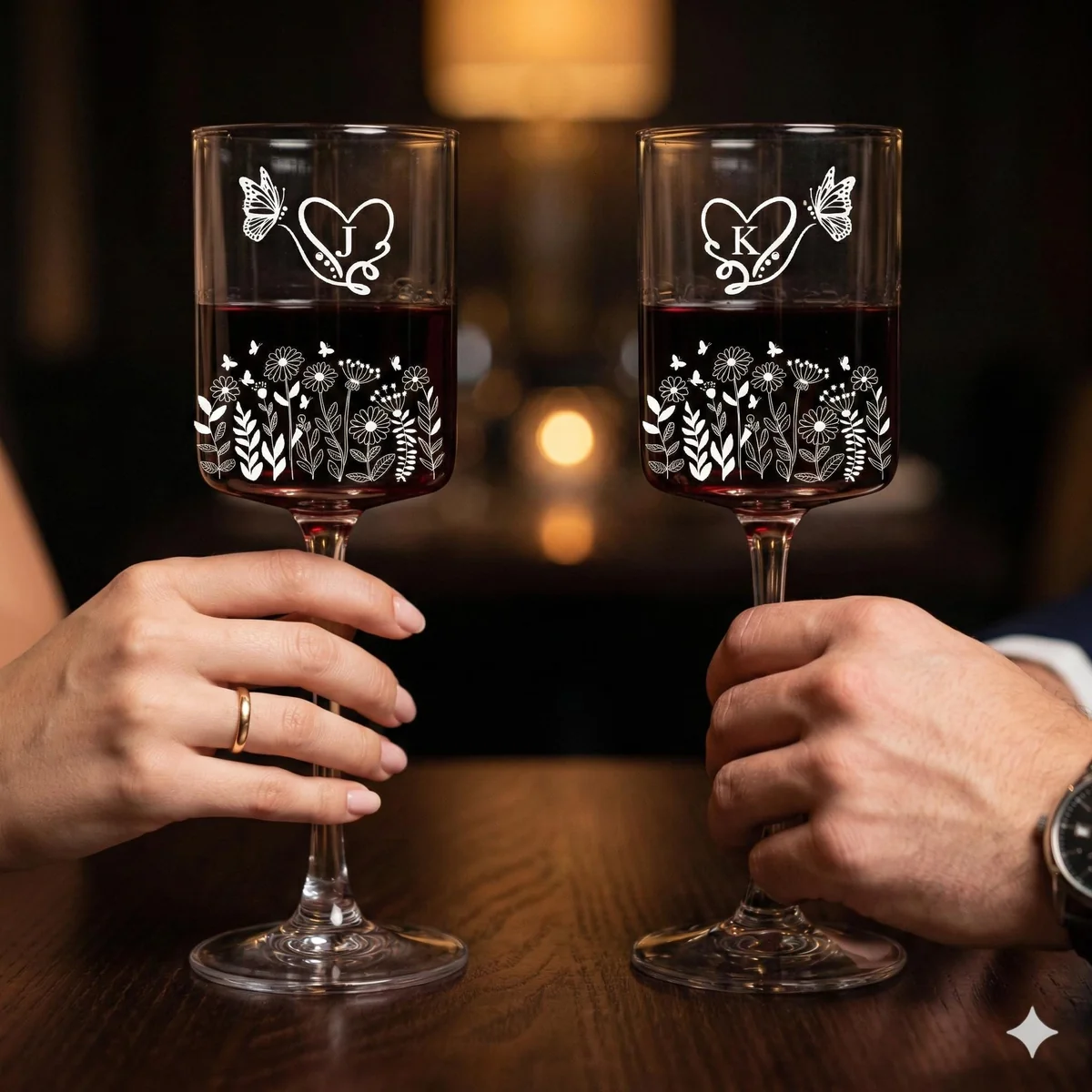 View 6 of Personalized Floral Champagne Flutes