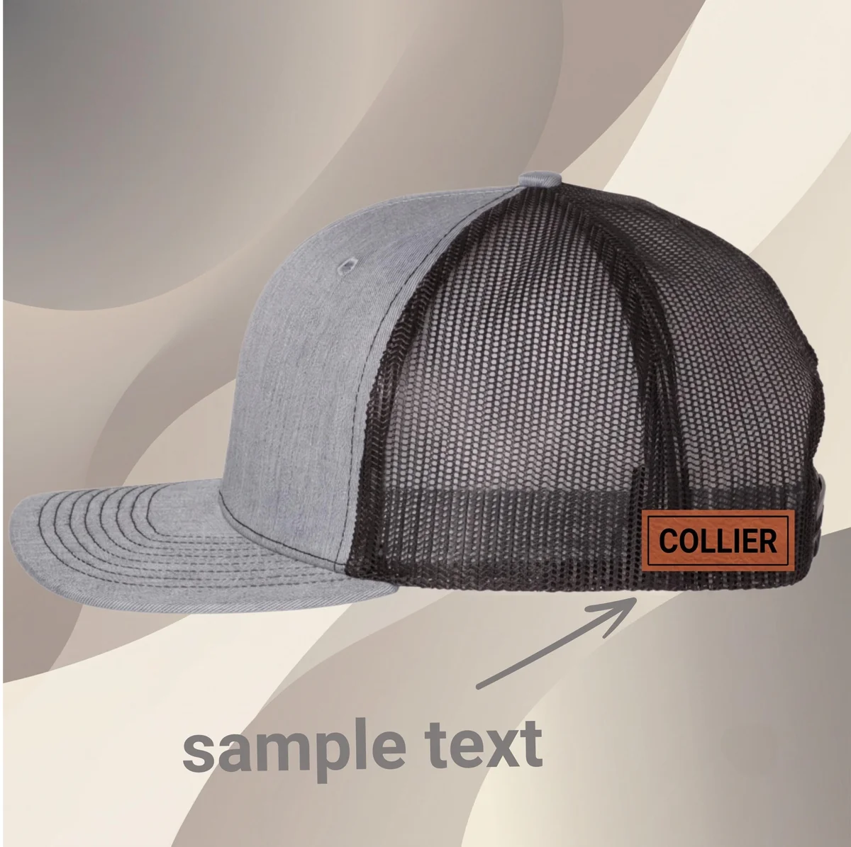View 2 of Personalized Florida Leatherette Patch Trucker Hat