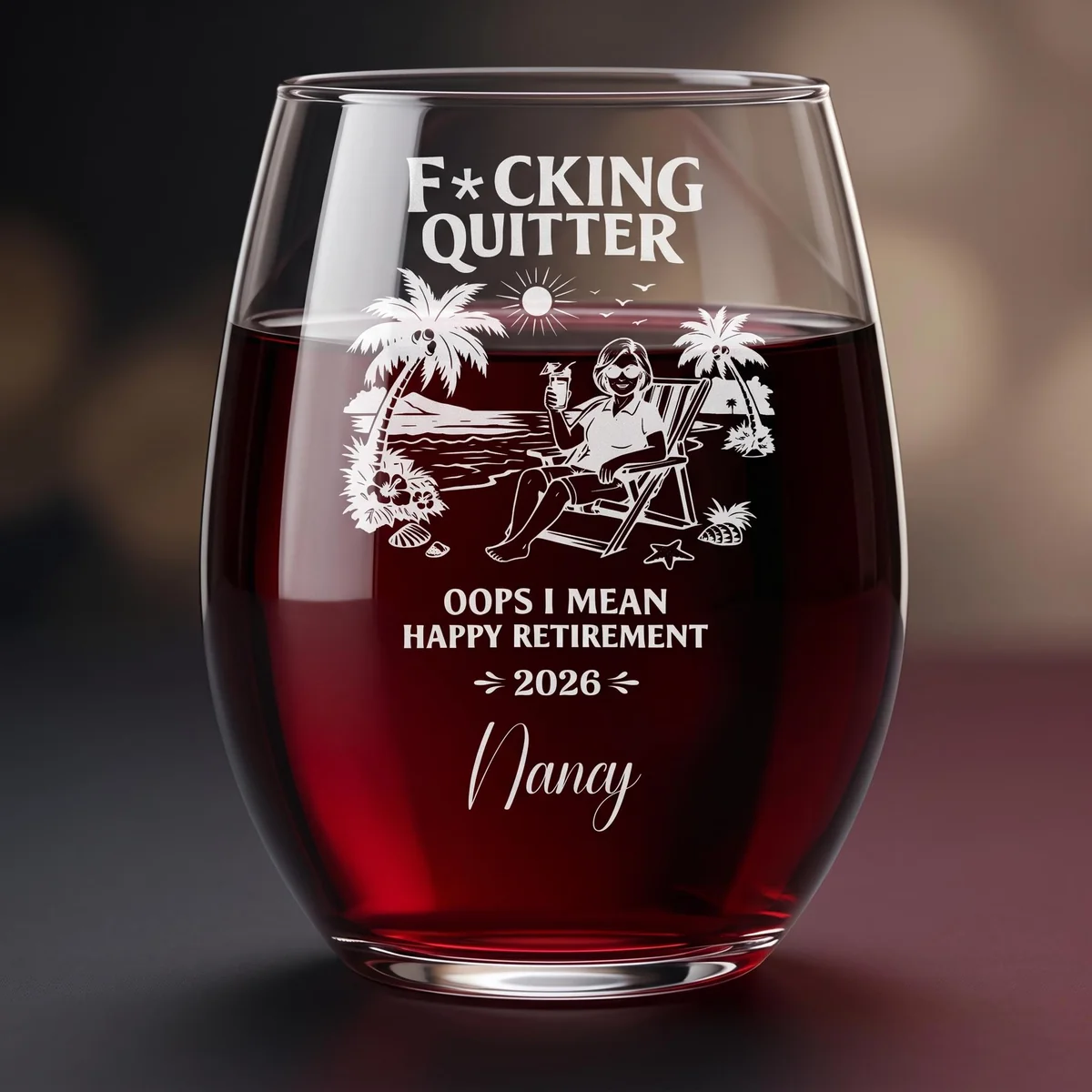 Personalized Funny Retirement Wine Glass