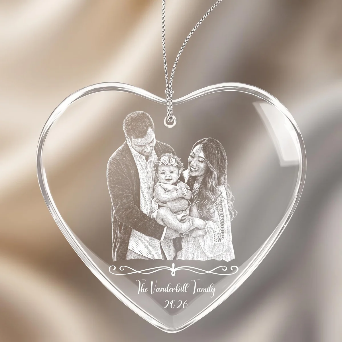 View 6 of Personalized Laser Engraved Heart Ornament