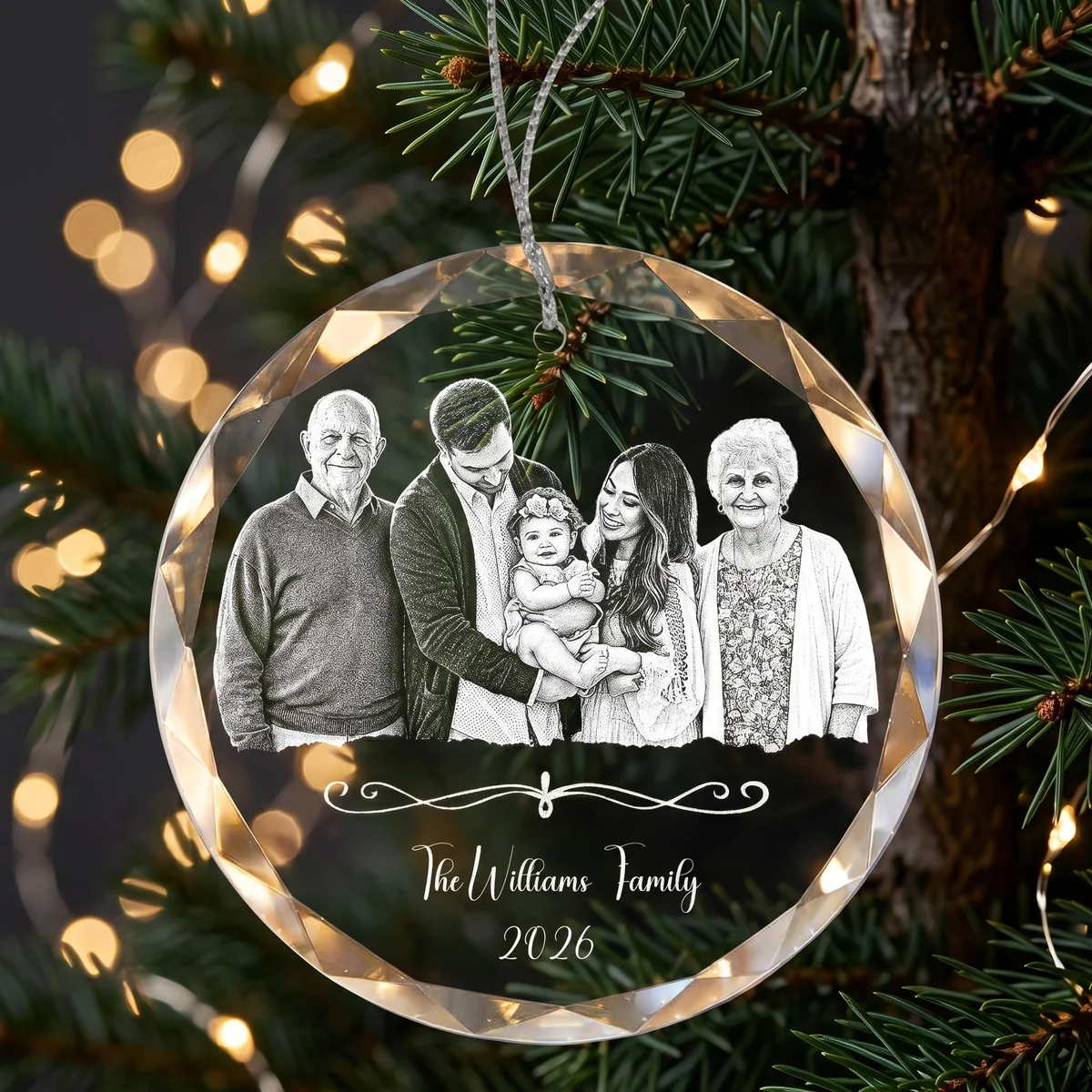 View 3 of Personalized Memorial Glass Ornament