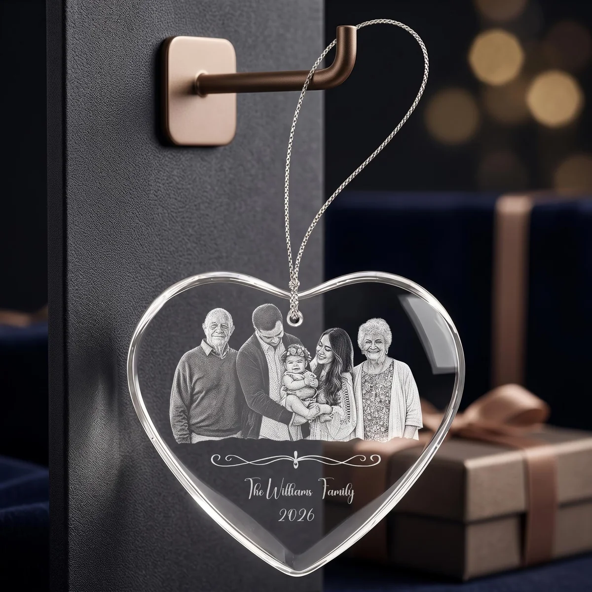 View 4 of Personalized Memorial Glass Ornament