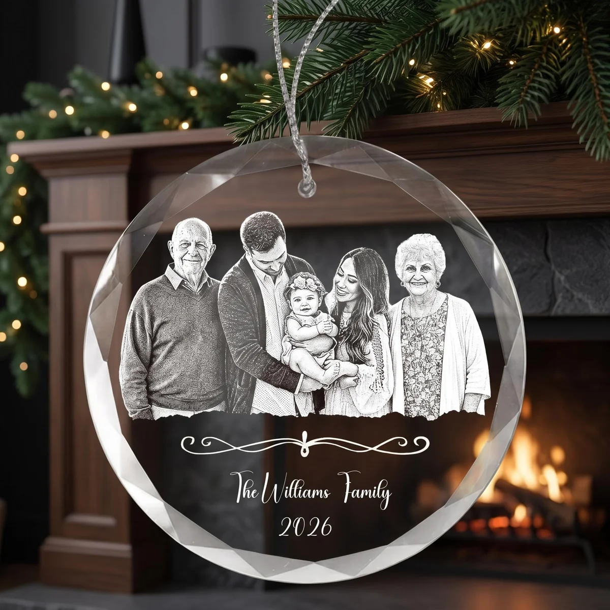 View 5 of Personalized Memorial Glass Ornament