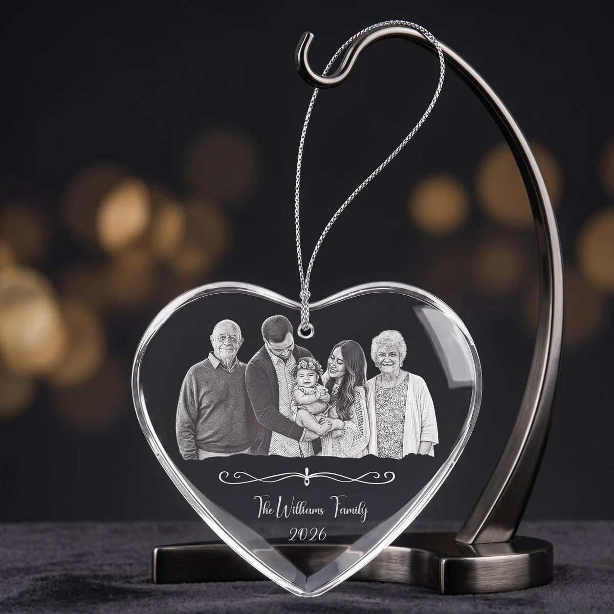 View 6 of Personalized Memorial Glass Ornament