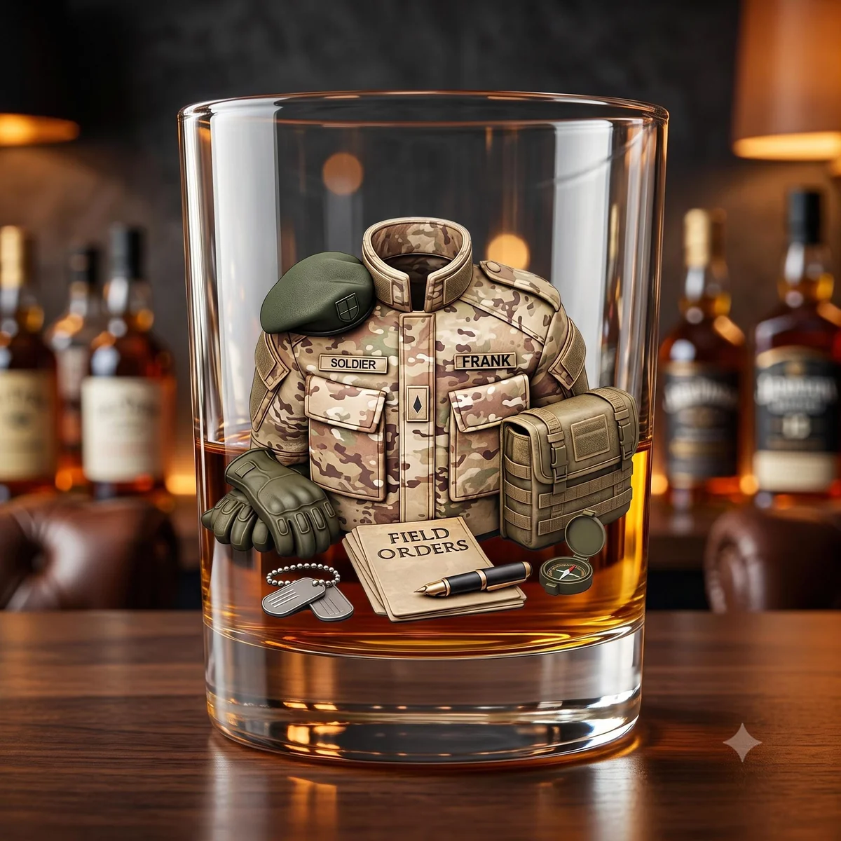 Personalized Military Whiskey Glass