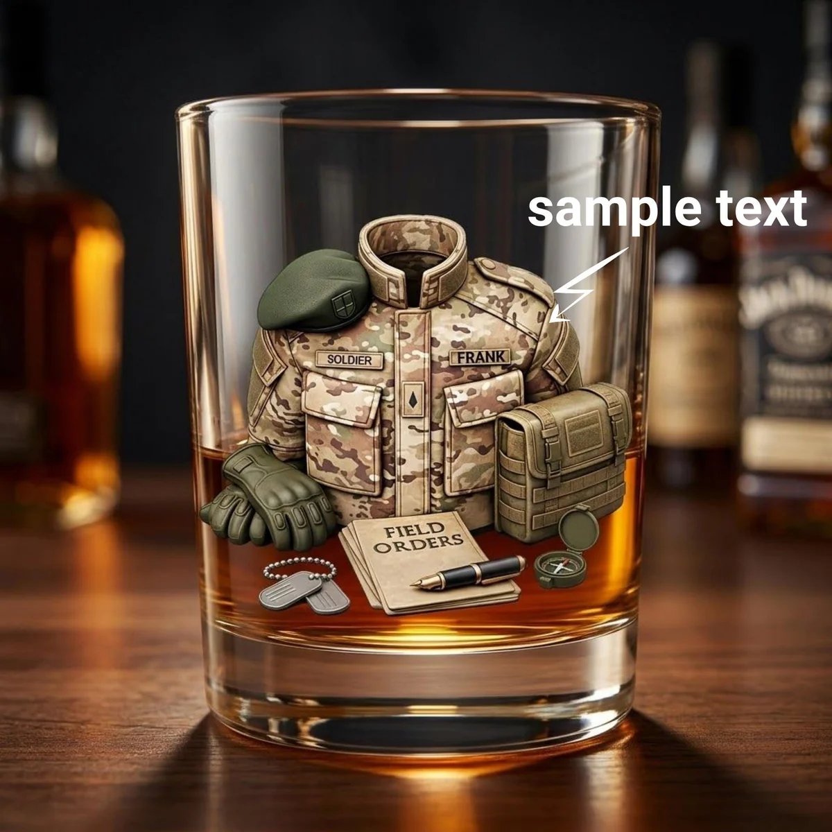 View 2 of Personalized Military Whiskey Glass