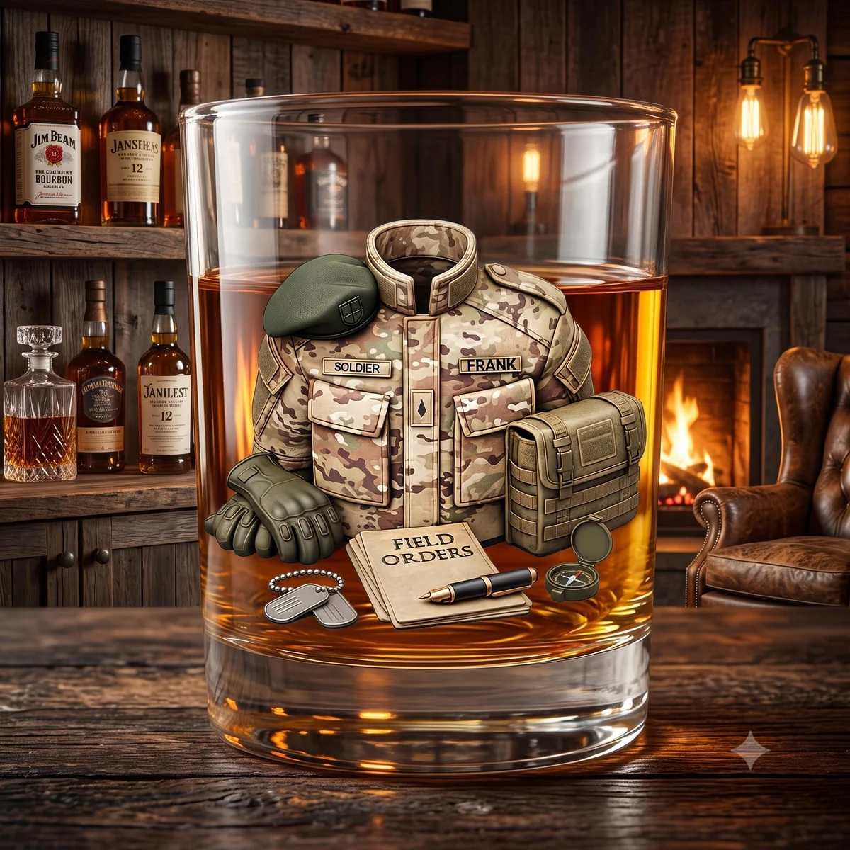 View 4 of Personalized Military Whiskey Glass