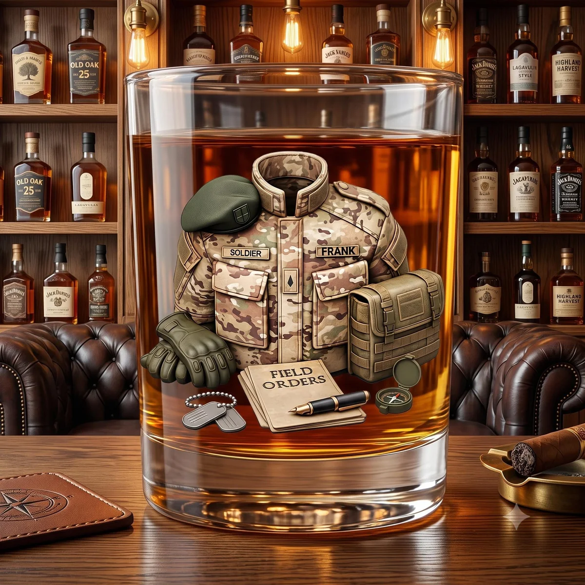 View 5 of Personalized Military Whiskey Glass