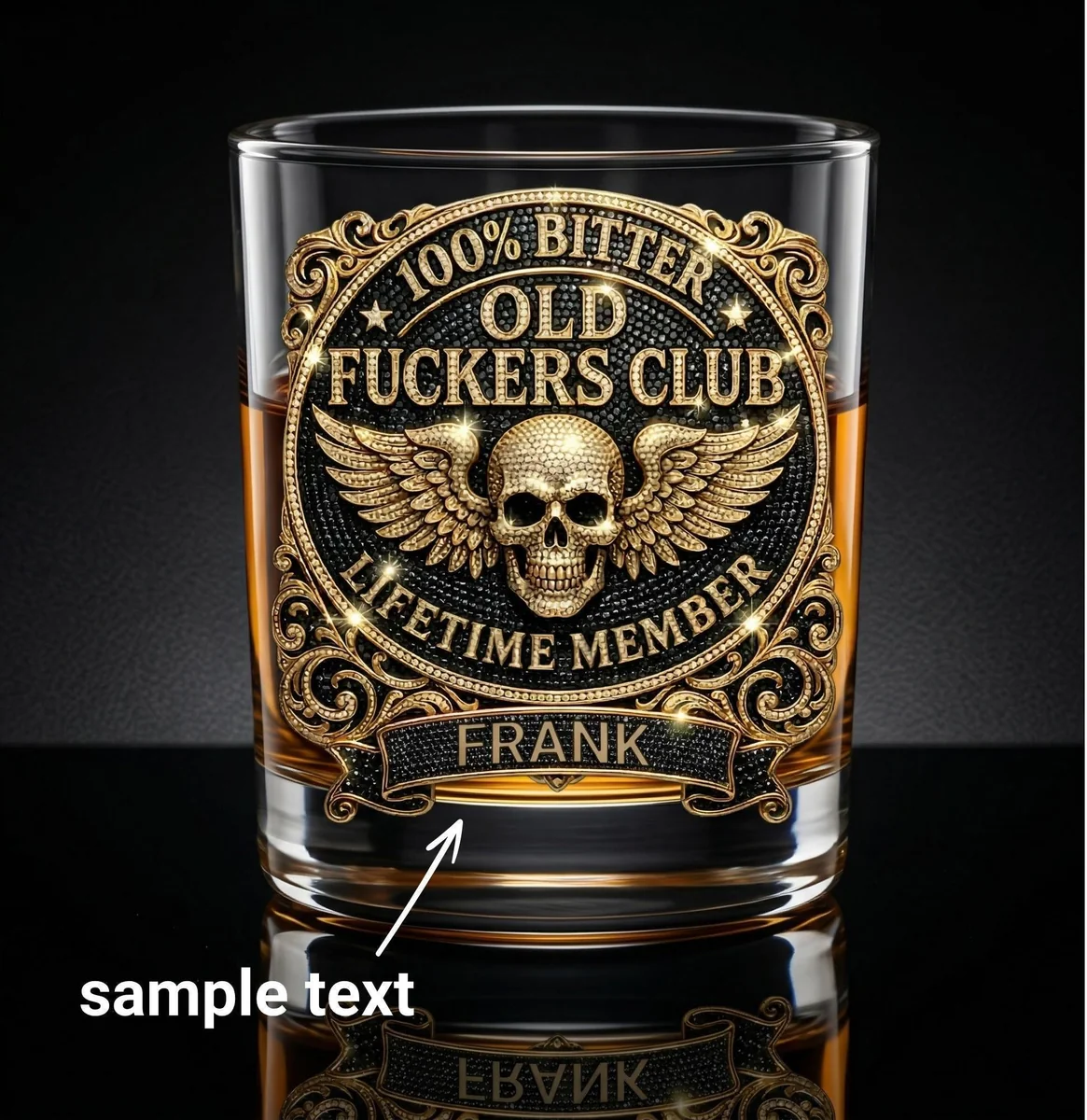 View 3 of Personalized Old Fckers Club Whiskey Glass