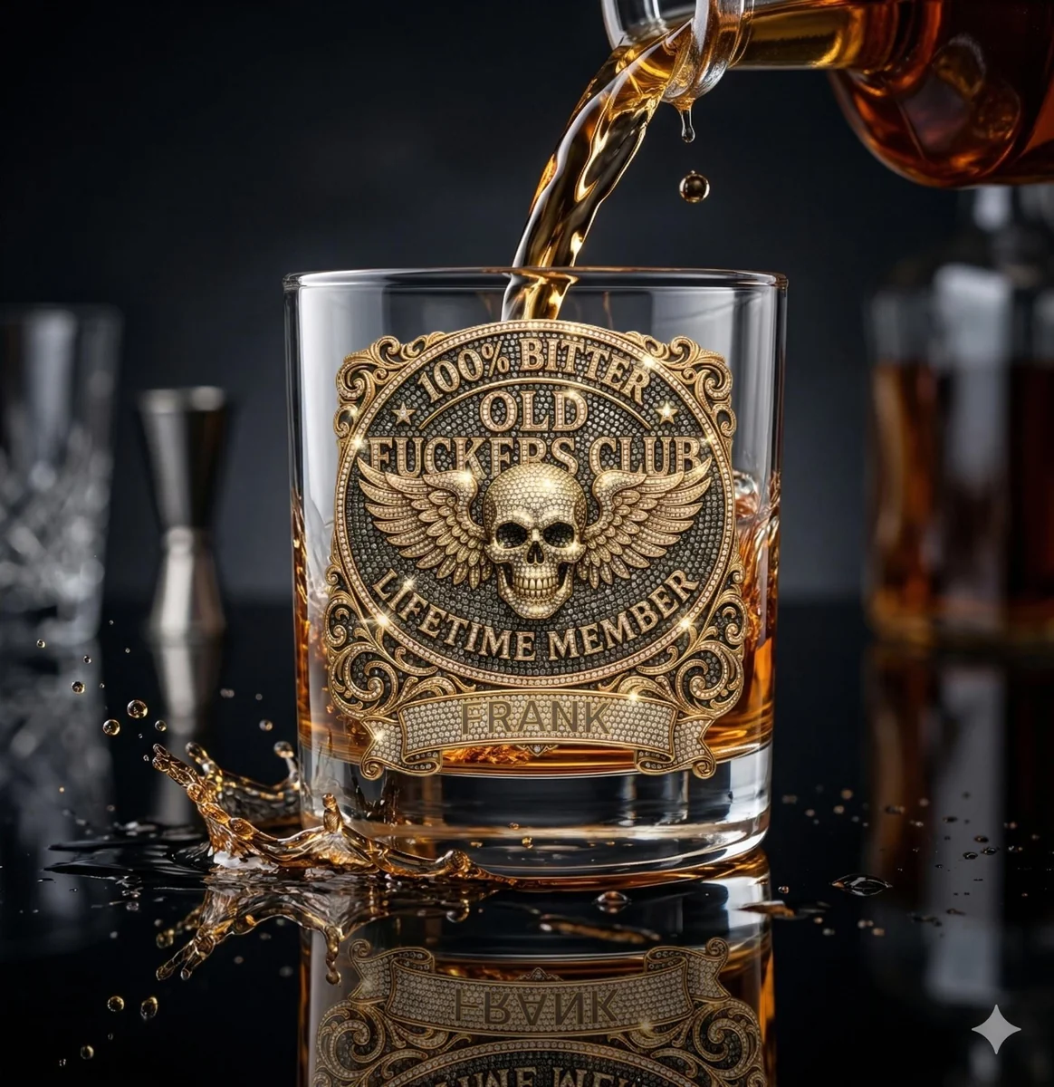 View 6 of Personalized Old Fckers Club Whiskey Glass