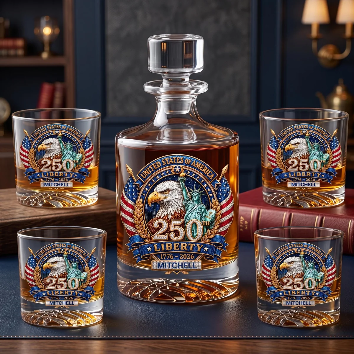 Personalized Patriotic Eagle Decanter Set