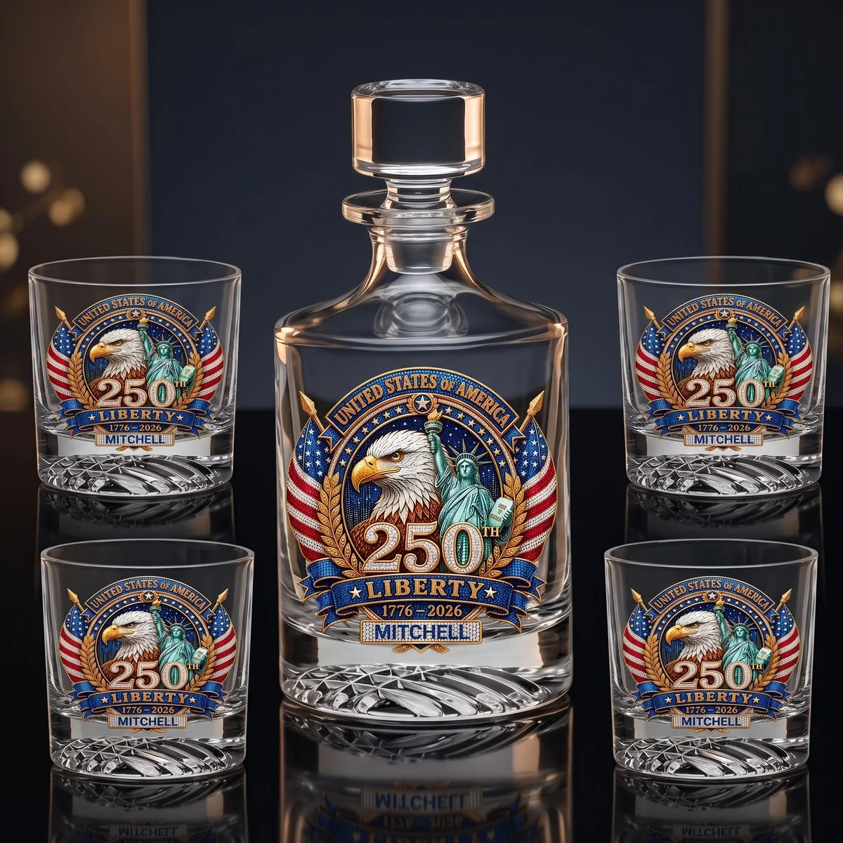 View 5 of Personalized Patriotic Eagle Decanter Set