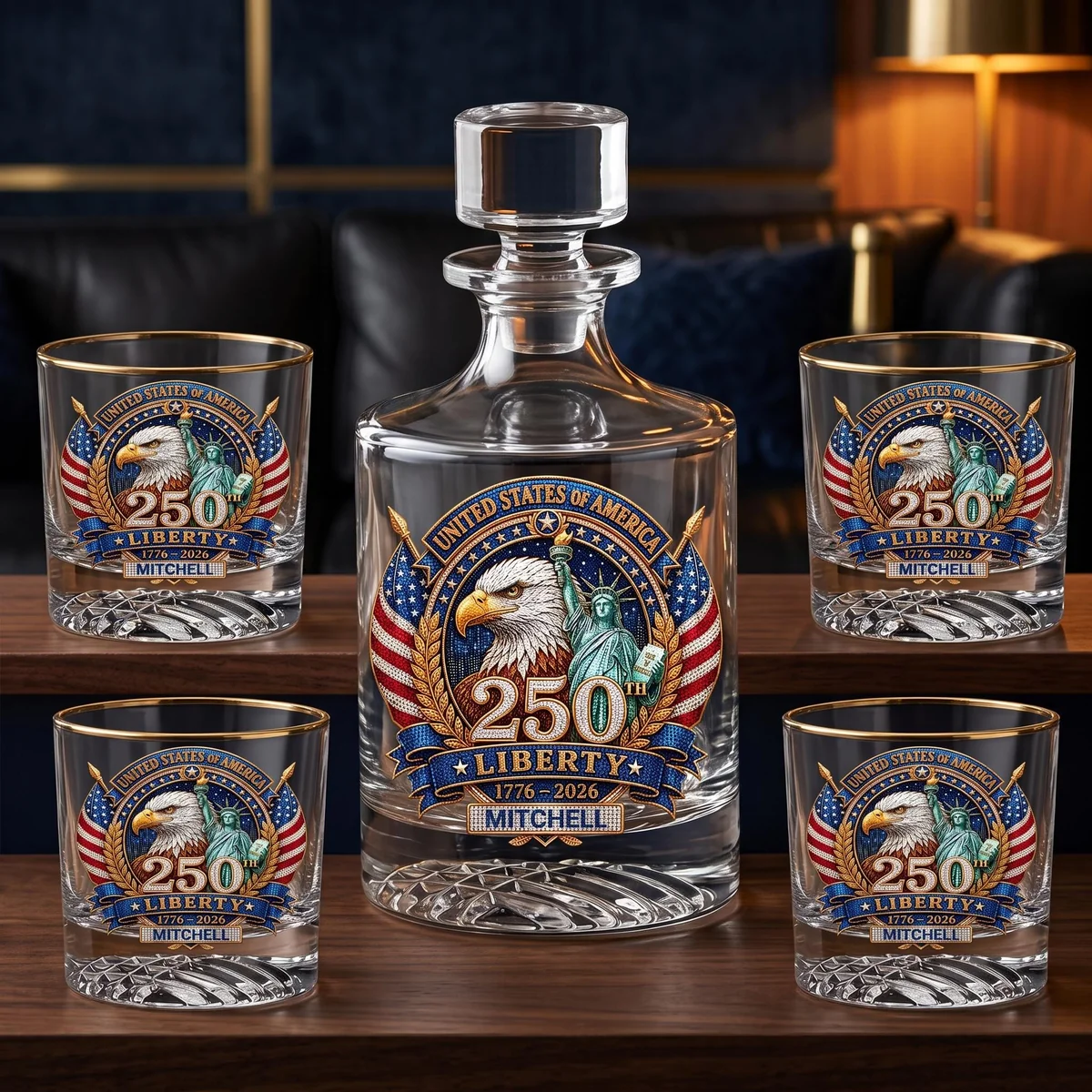 View 6 of Personalized Patriotic Eagle Decanter Set