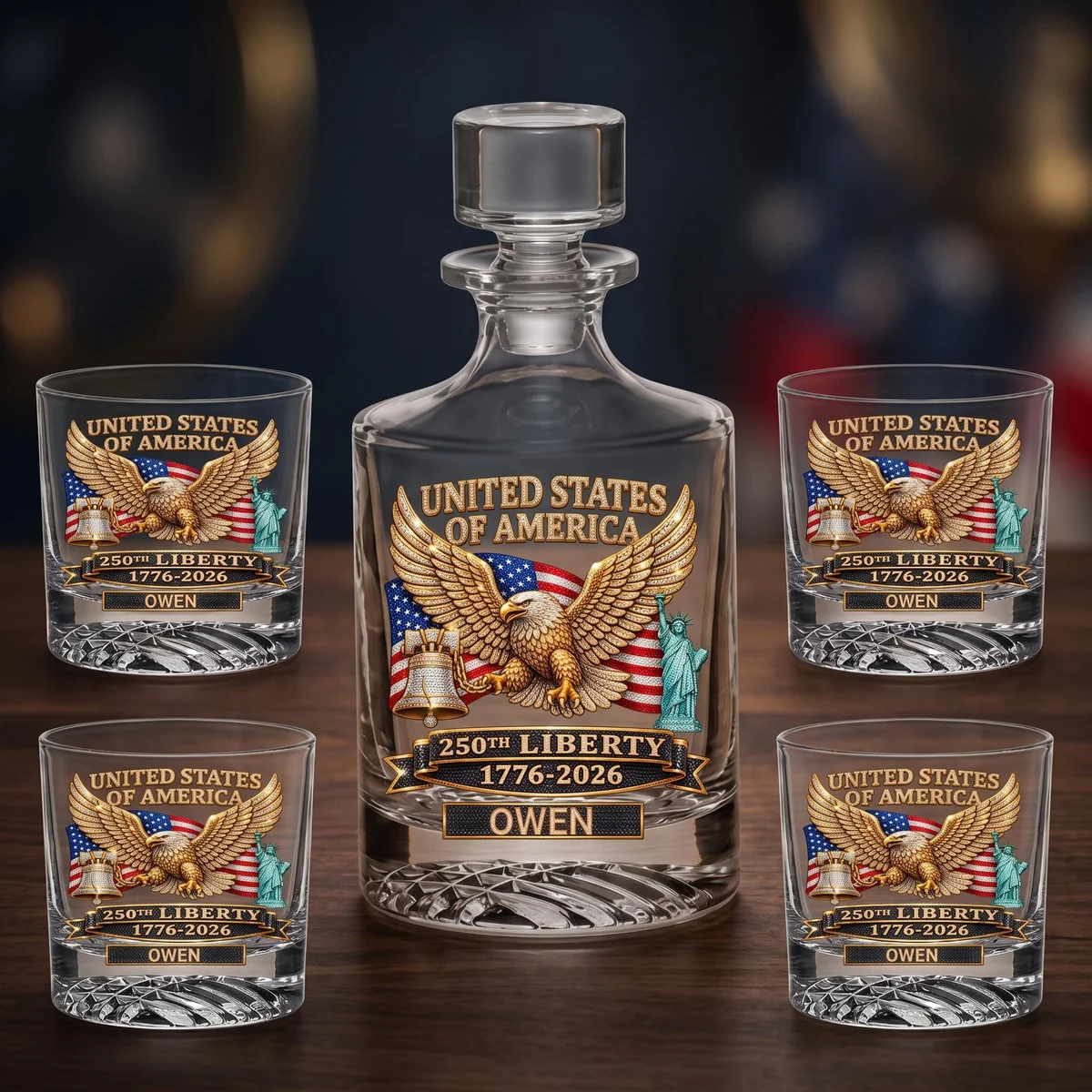 Personalized Patriotic Eagle Decanter Set