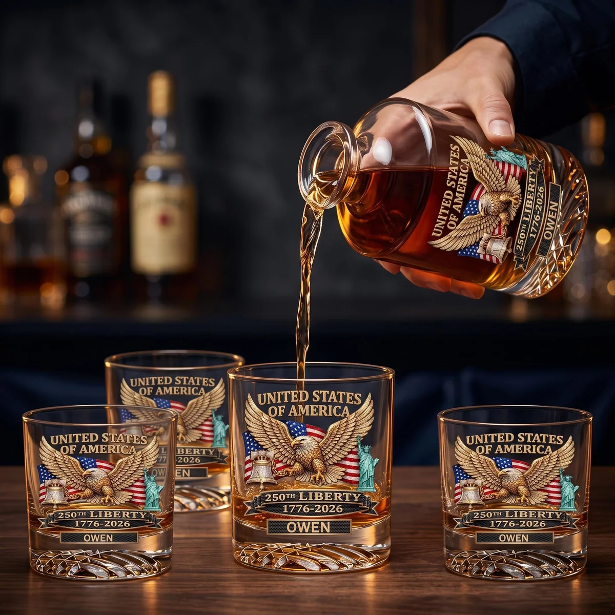 View 5 of Personalized Patriotic Eagle Decanter Set