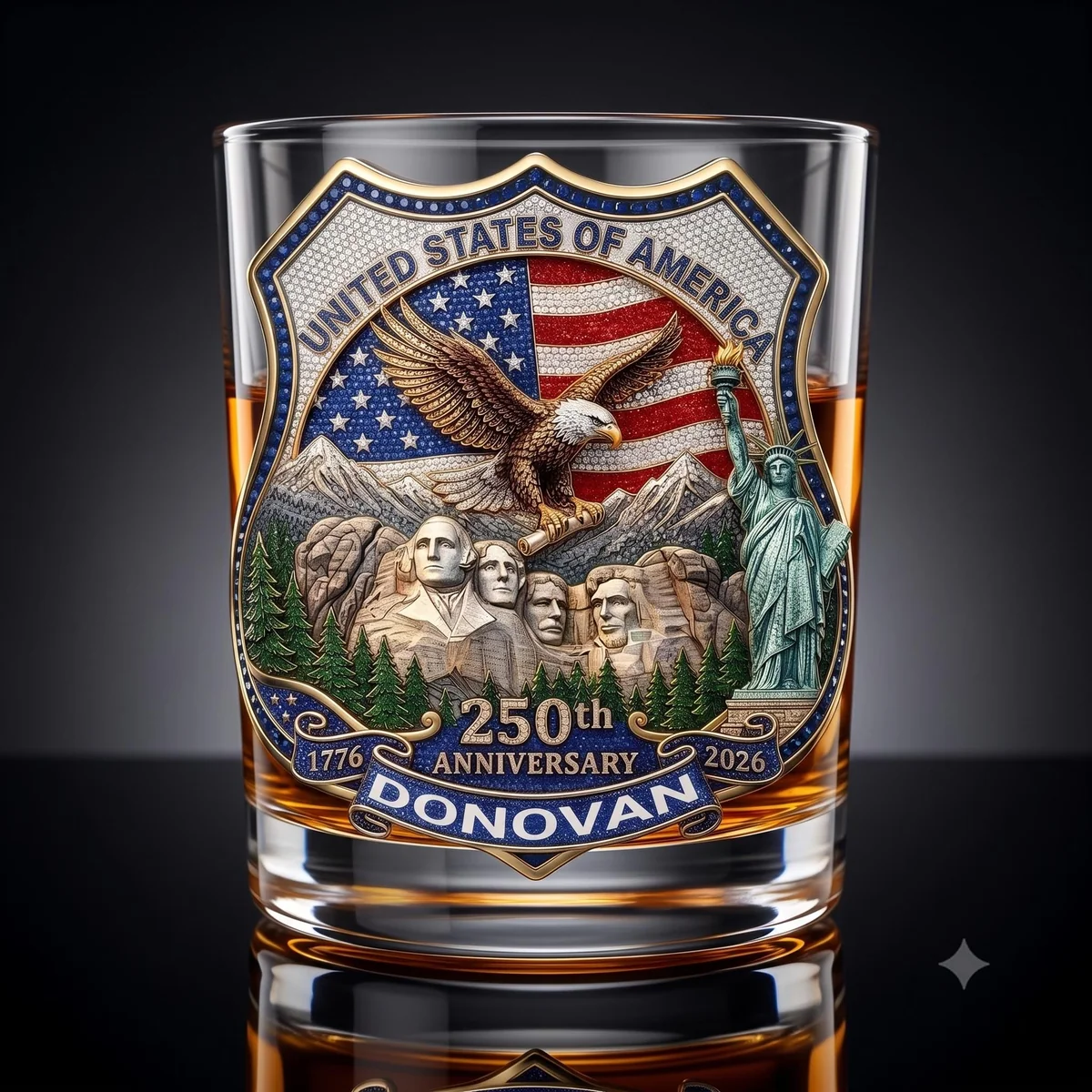 Personalized Patriotic Eagle Whiskey Glass