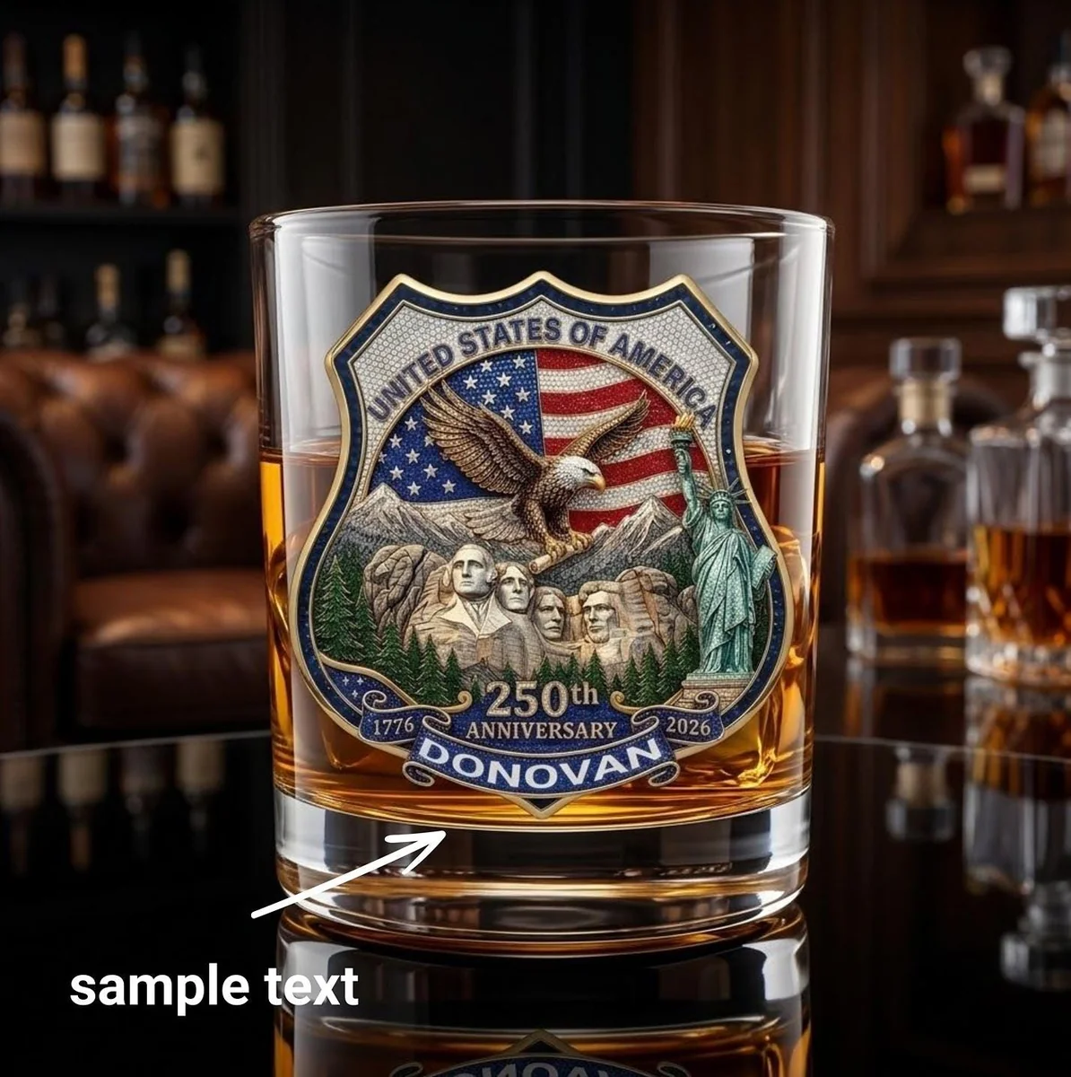 View 2 of Personalized Patriotic Eagle Whiskey Glass