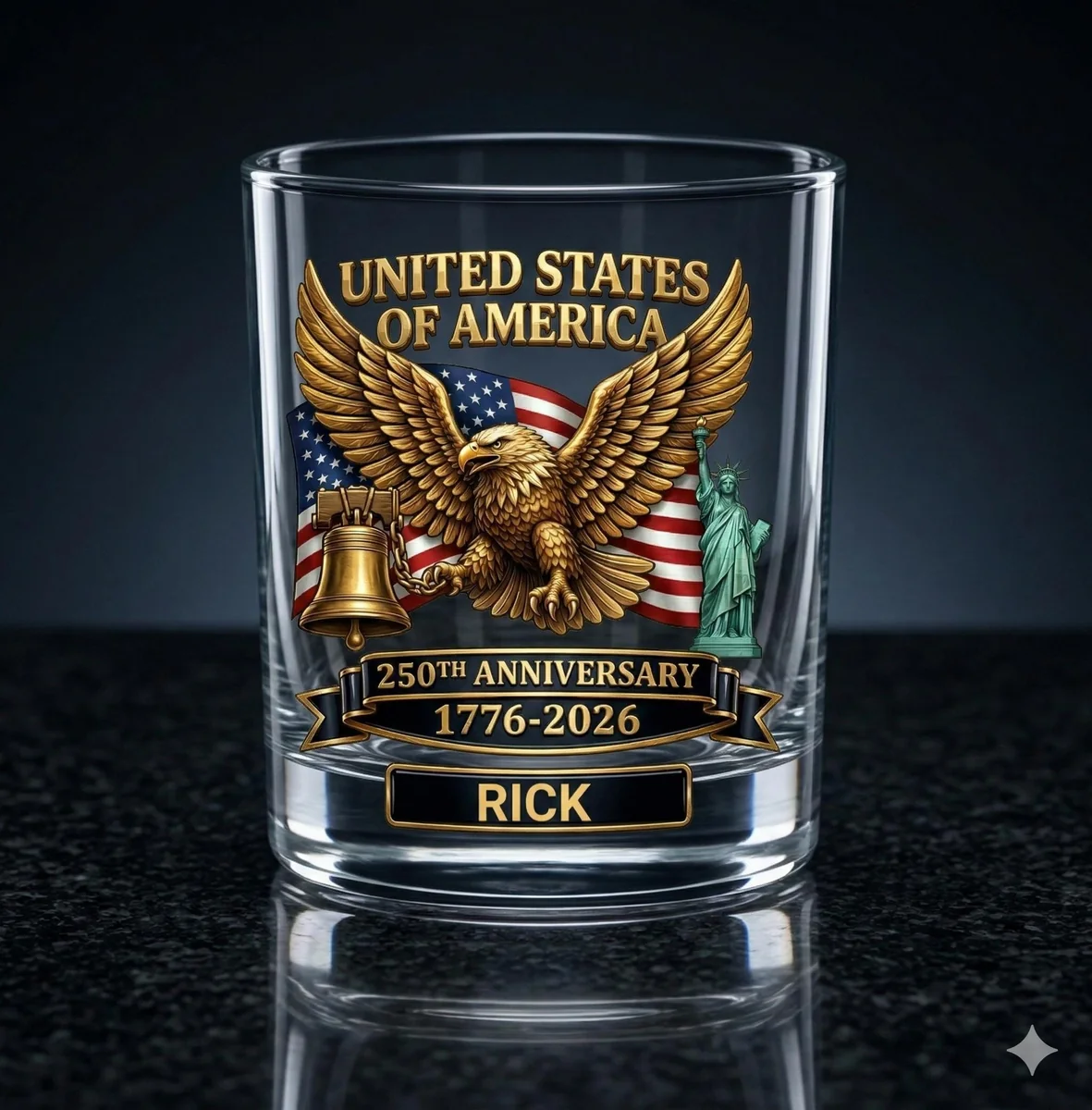 Personalized Patriotic Eagle Whiskey Glass