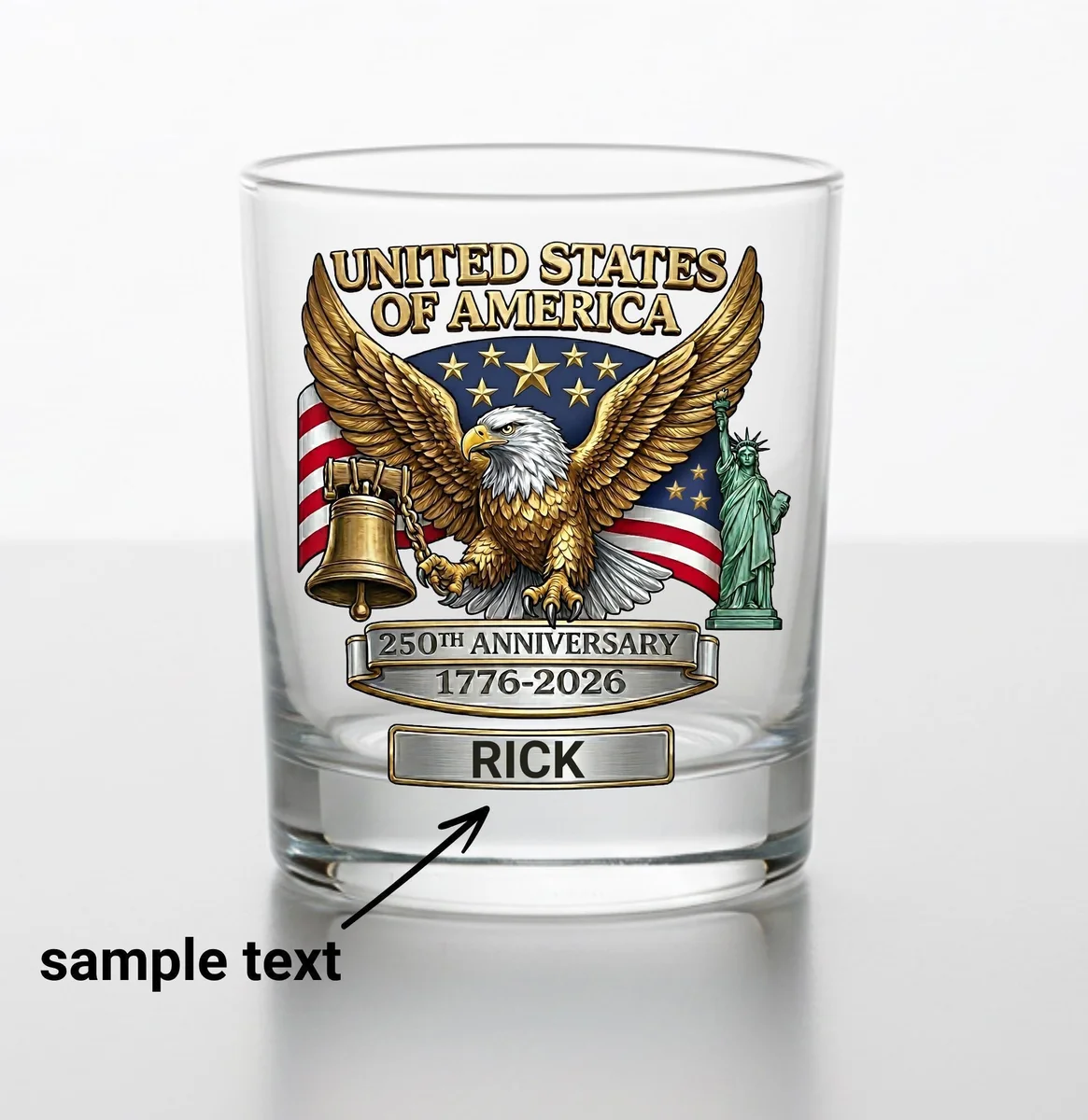 View 2 of Personalized Patriotic Eagle Whiskey Glass