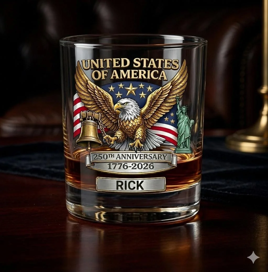 View 6 of Personalized Patriotic Eagle Whiskey Glass
