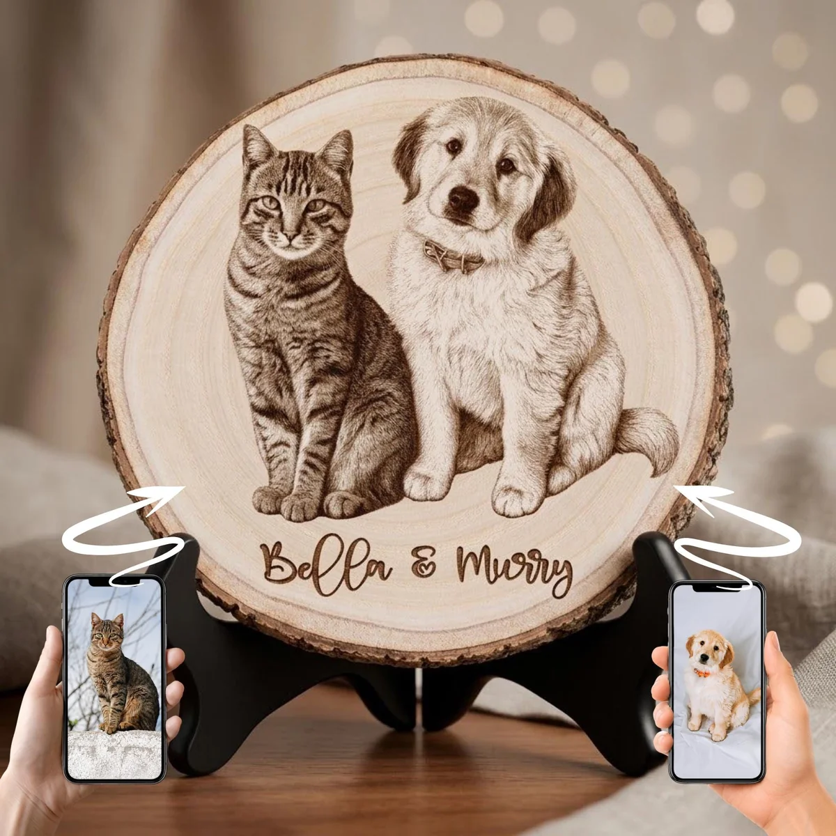 Personalized Pet Wood Slice Photo