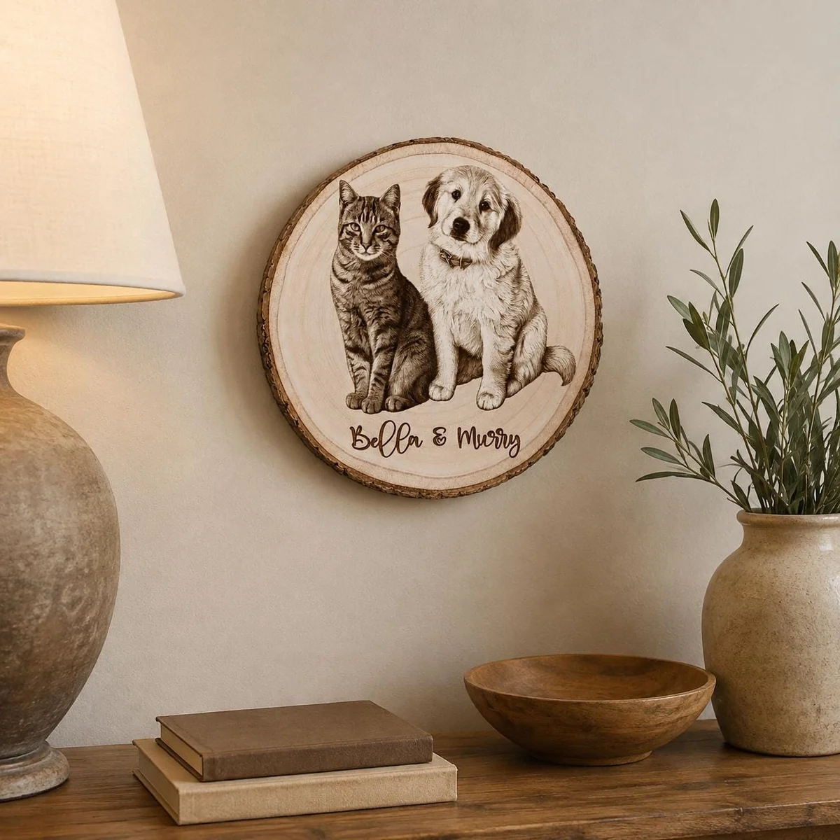 View 3 of Personalized Pet Wood Slice Photo