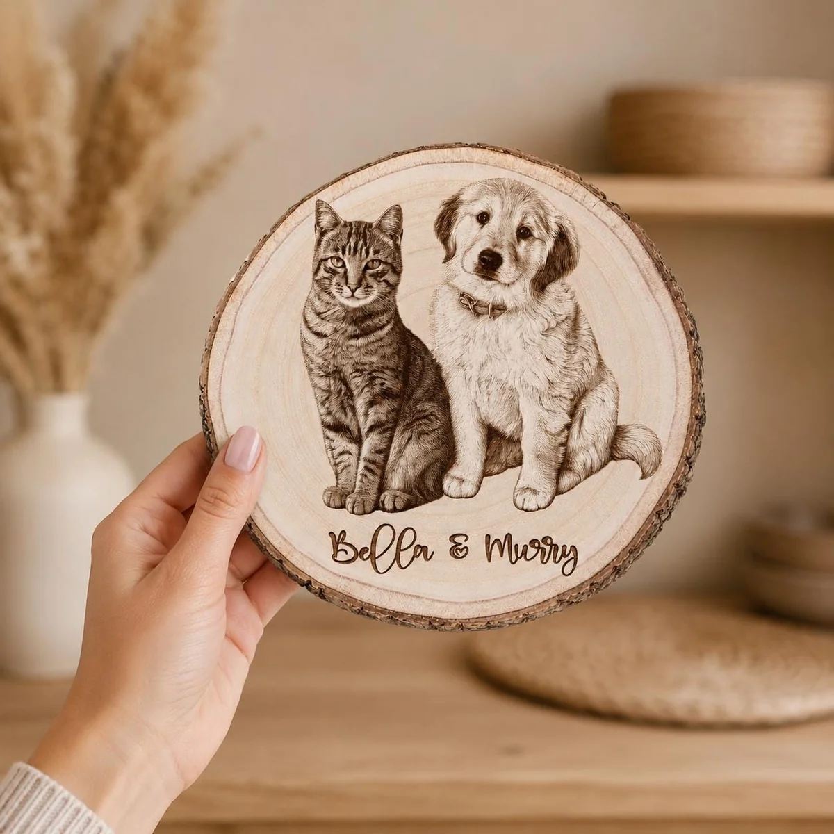 View 4 of Personalized Pet Wood Slice Photo