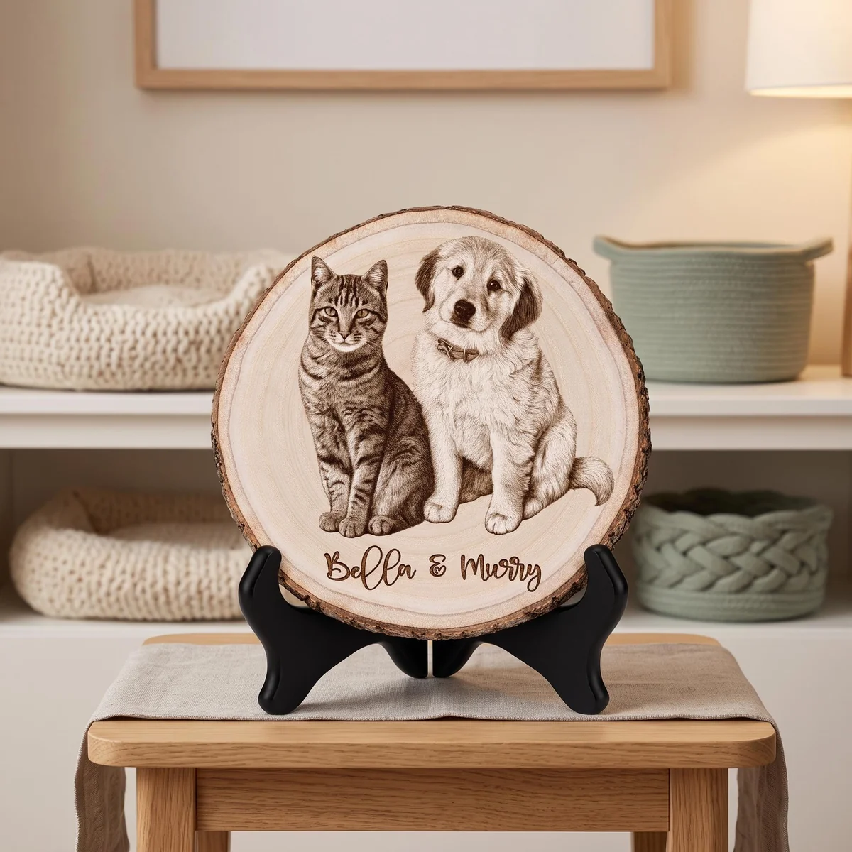 View 5 of Personalized Pet Wood Slice Photo