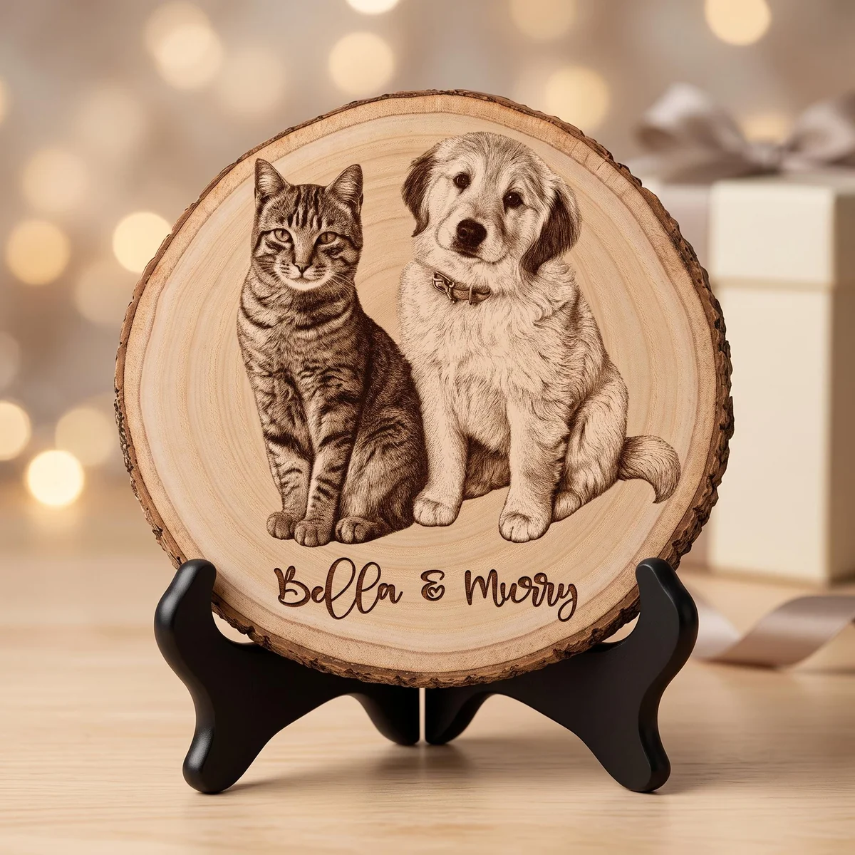 View 6 of Personalized Pet Wood Slice Photo