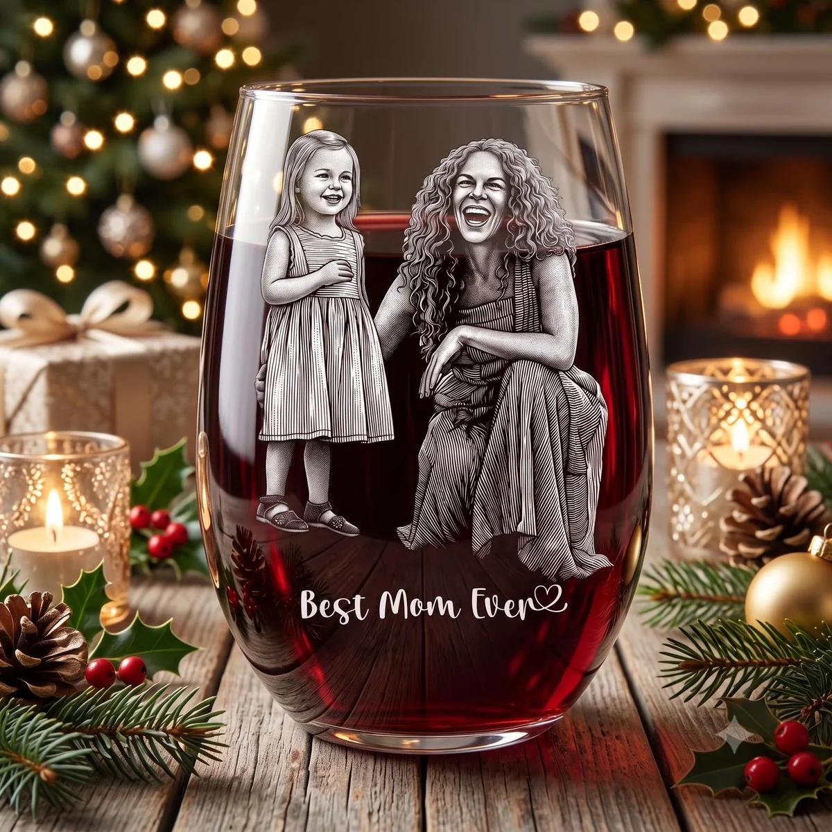 View 5 of Personalized Photo Wine Glass