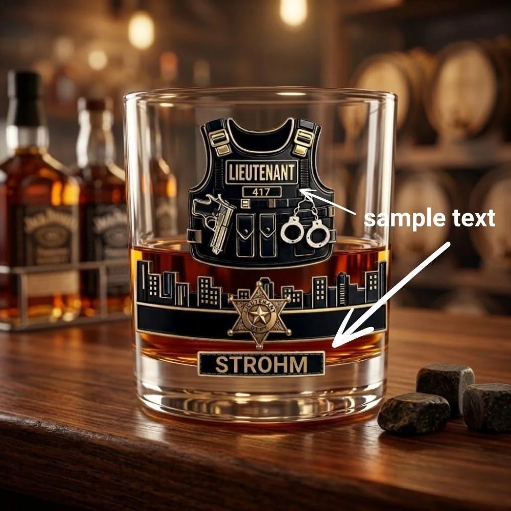 View 2 of Personalized Police Lieutenant Whiskey Glass
