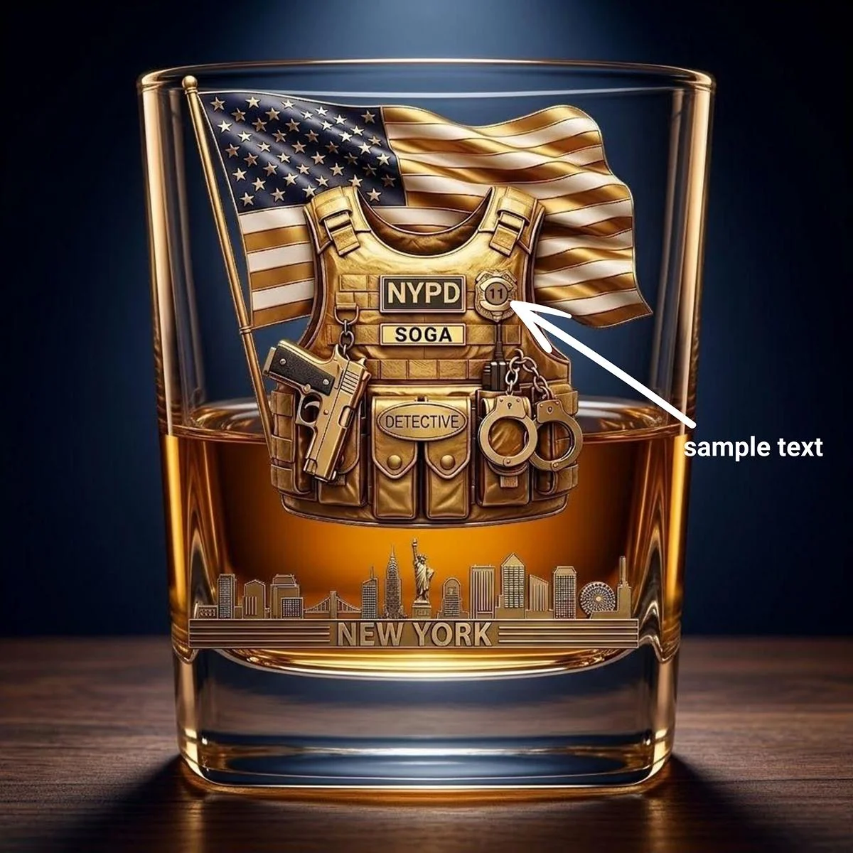 View 4 of Personalized Police Whiskey Decanter Set with 4 Glasses