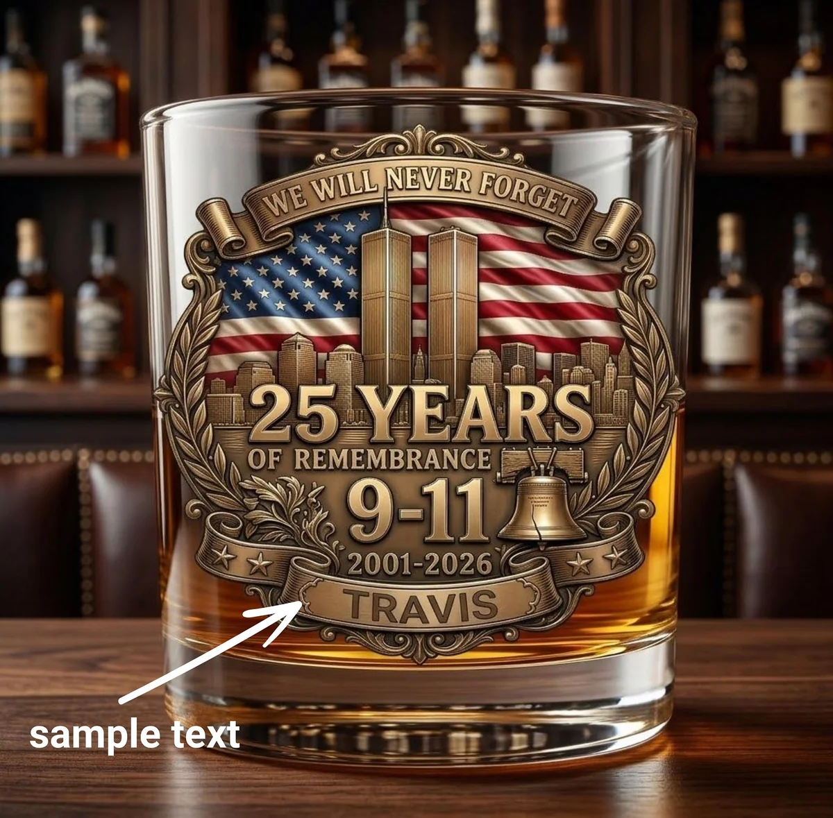View 2 of Personalized Remembrance Whiskey Glass