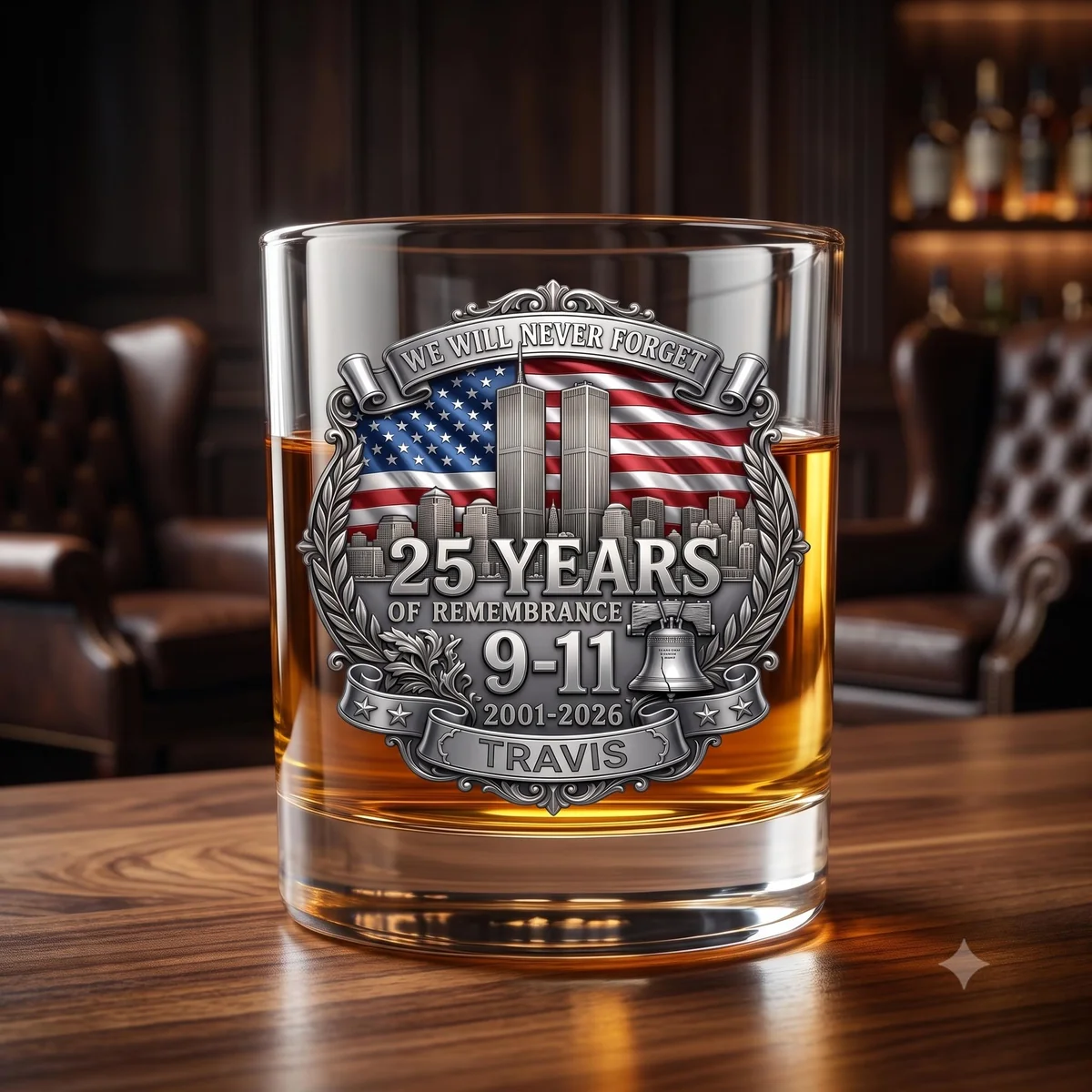 View 4 of Personalized Remembrance Whiskey Glass