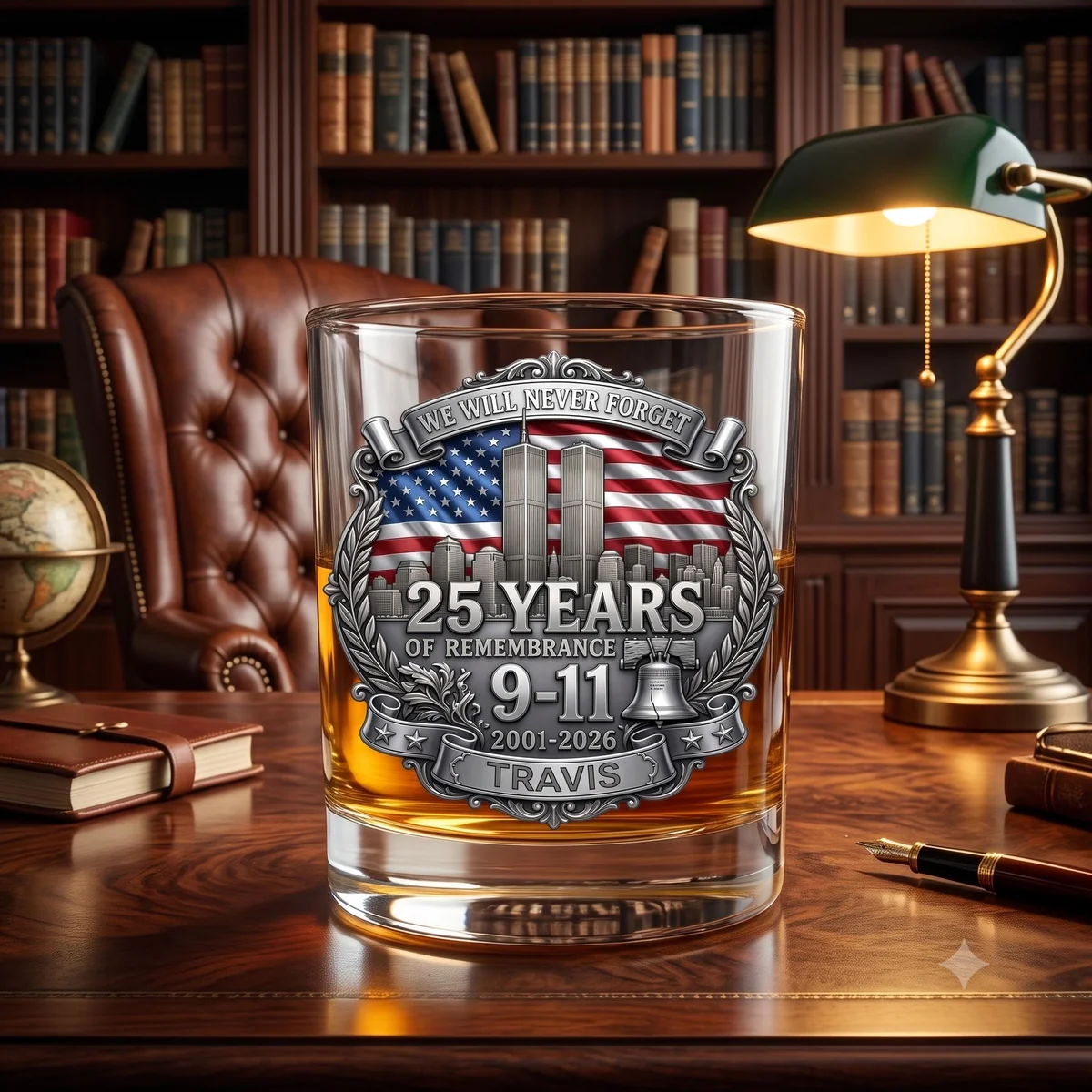 View 6 of Personalized Remembrance Whiskey Glass